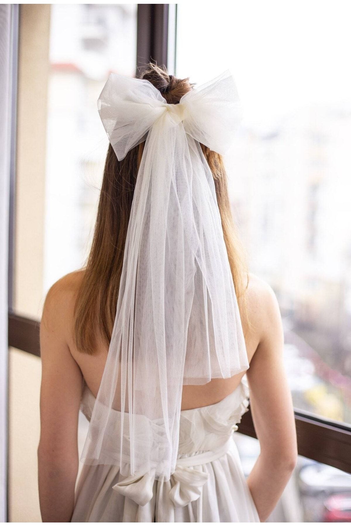Sade Fiyonk Duvak - Gelin Gelinlik Için, Nikah, Duvağı,tül, Kırık Beyaz