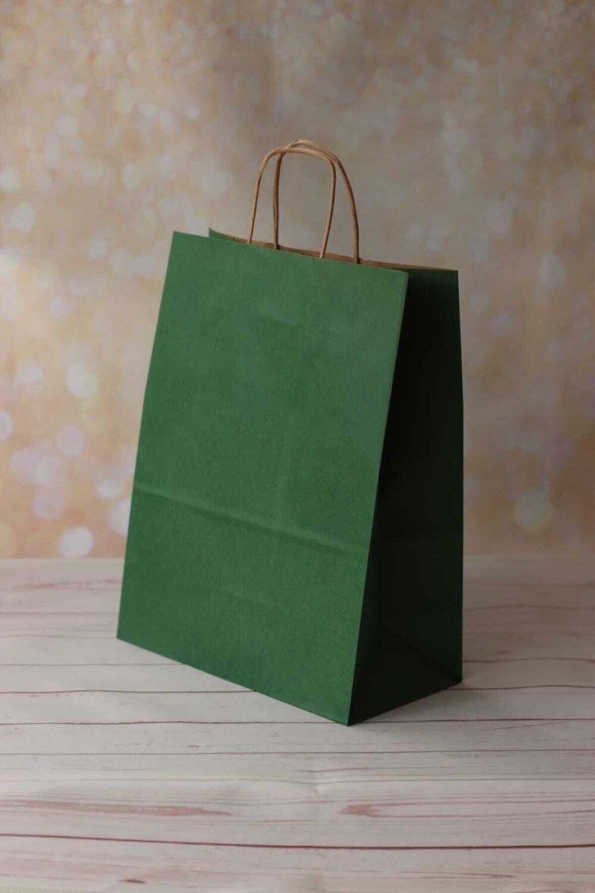 demontecraft Pungă De Hârtie Verde Cu Mâner Răsucit 5 Bucăți 25x12x31 Dimensiune - One Size