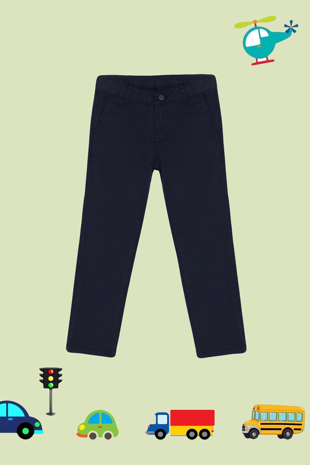 TRENDYOLKIDS-Fiú sötétkék chino nadrág - TKDSS24PL00006 normál szabású 5