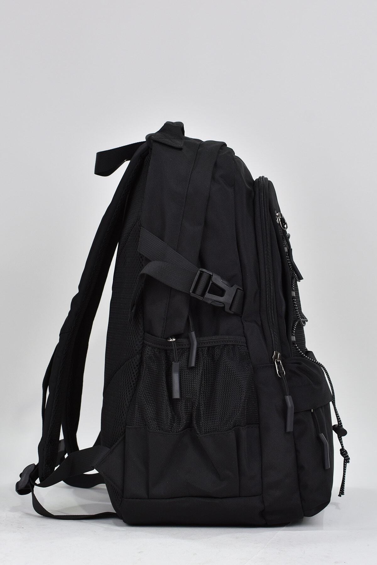 کوله‌پشتی مناسب مدرسه مناسب سفر روزمره چند چشمی Unisex مشکی 51534 ELATAE اورجینال - تصویر 3