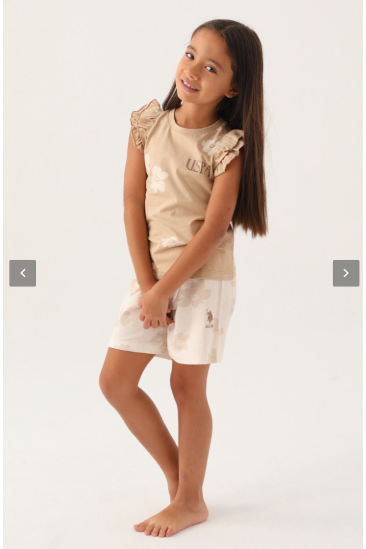 U.S. Polo Assn.-U.S. Polo Girls' Shorts Suit - BEIGE, US1825-4 2