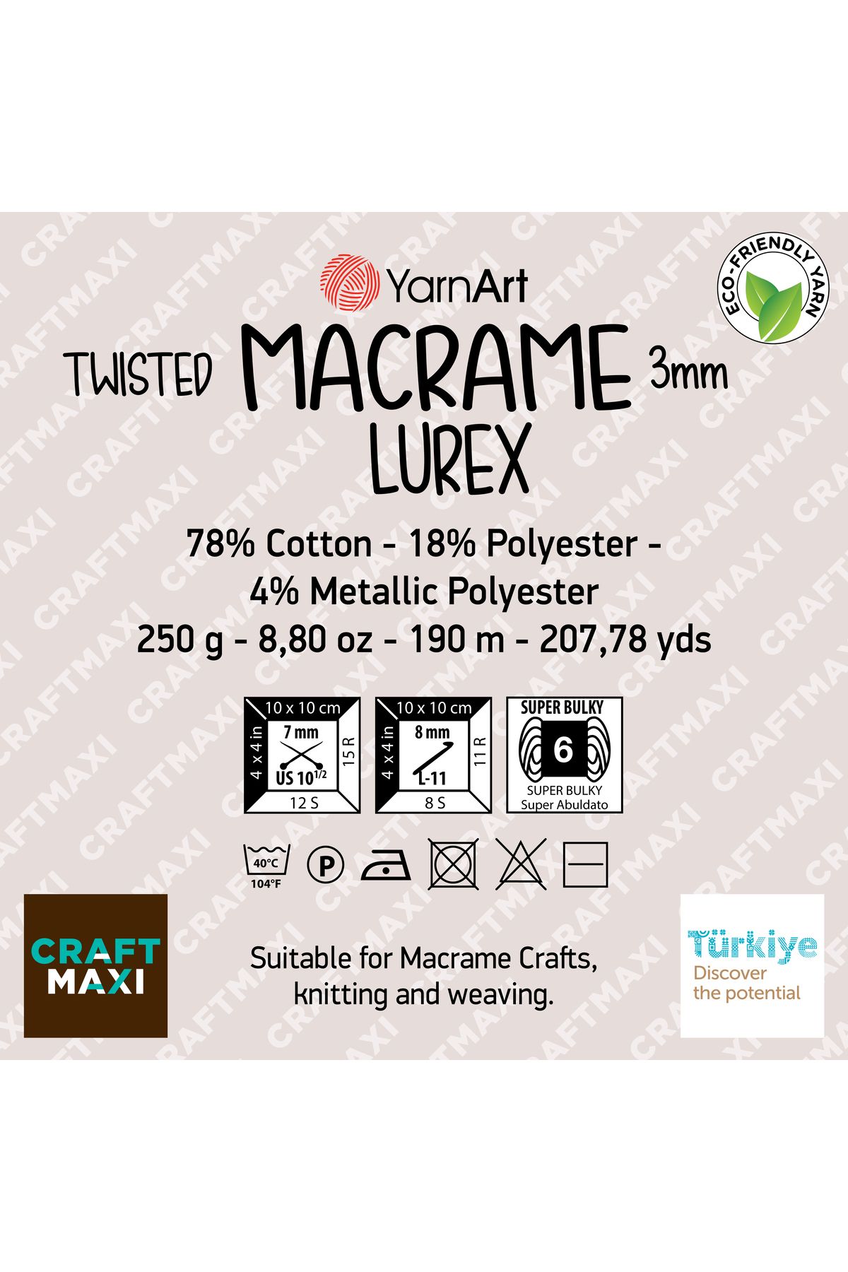 Yarnart-Twisted Macrame 3 Mm Lurex - Macrame Hand Knitting Thread Claret Red-781 2
