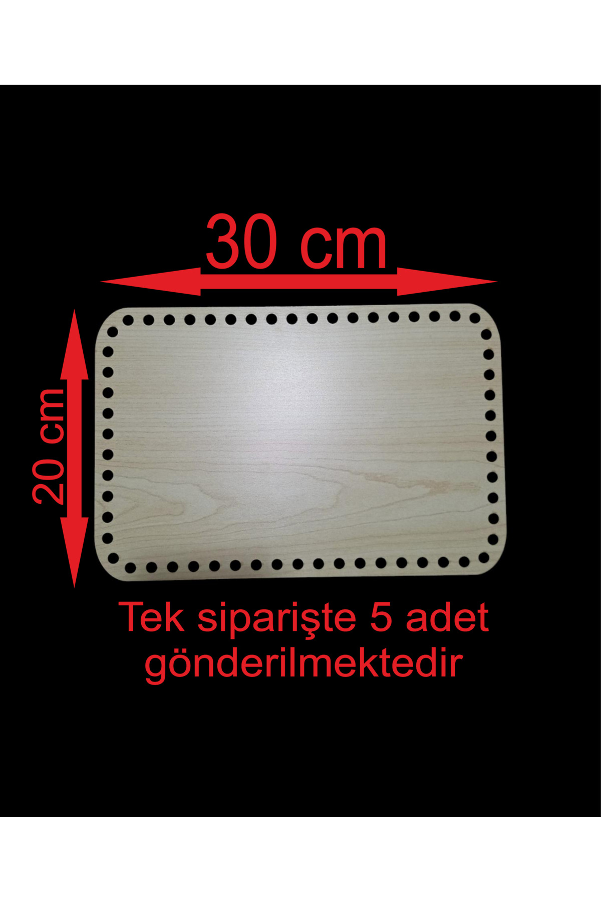 Wooden Cream 30x20 Cm 5 Pcs Bamboo Tray Knitting Plate Underplate Perforated Underplate Crochet Base Work Basket Base