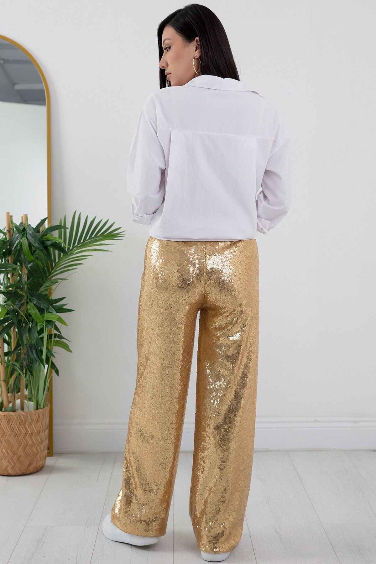 PULLIMM-ESP048 Model Sequin Elastic Waist Trousers 6