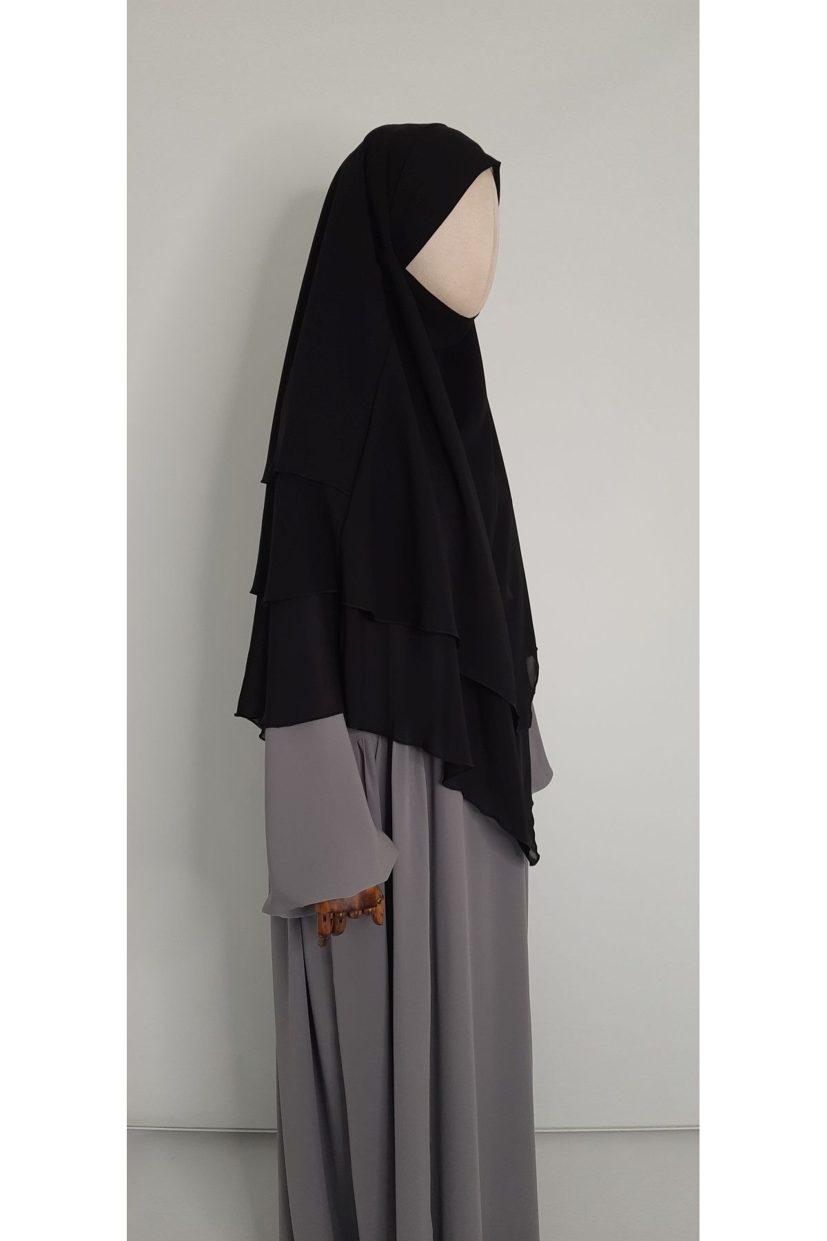 erasra class-Black Multi Siphon 3-Layer Souffler Scarf - Medium Hijab 2