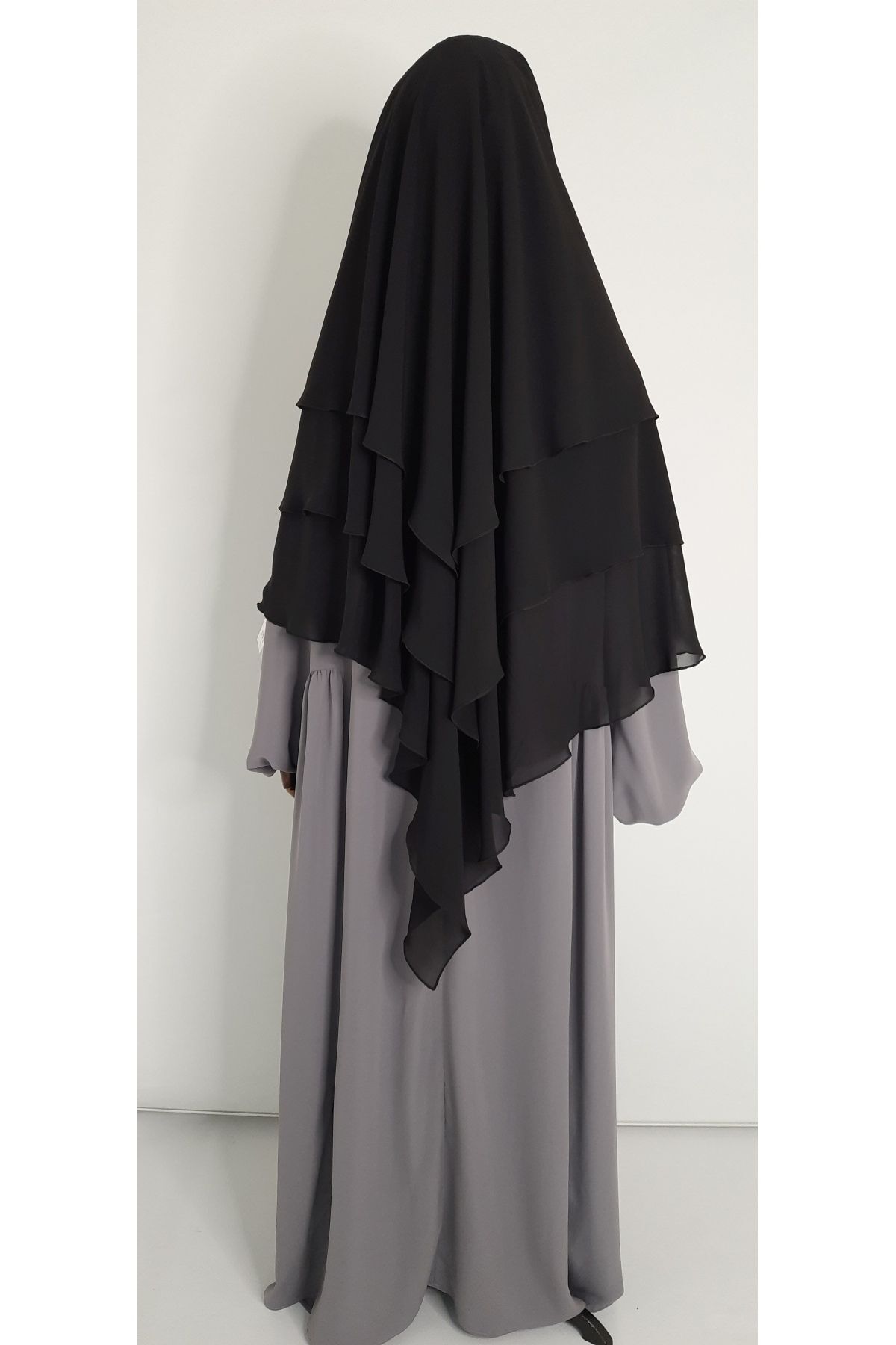 erasra class-Black Multi Siphon 3-Layer Souffler Scarf - Medium Hijab 5