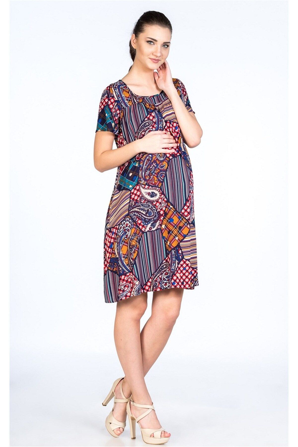 Мини-платье BUSA Maternity Patterned Красное 7067