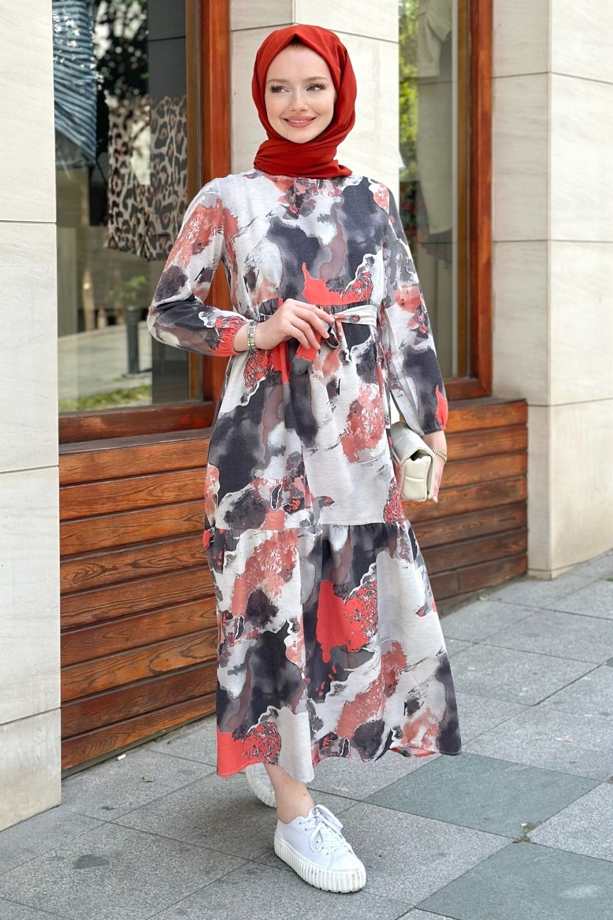 Gizce-Red Fleece Dress 4
