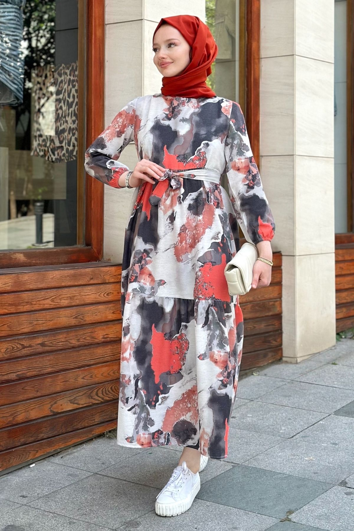 Gizce-Red Fleece Dress 5