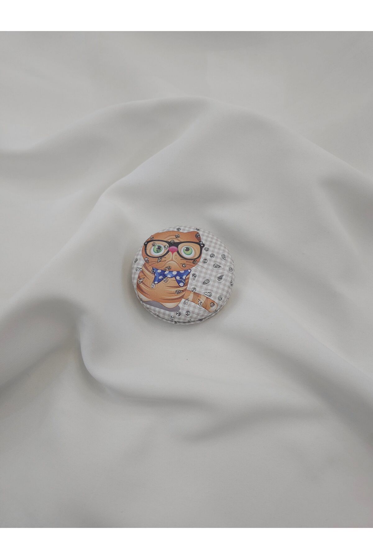 NOMİ-Stylish Patterned, Double Sided, Stoned, Round Pocket and Bag Mirror 2