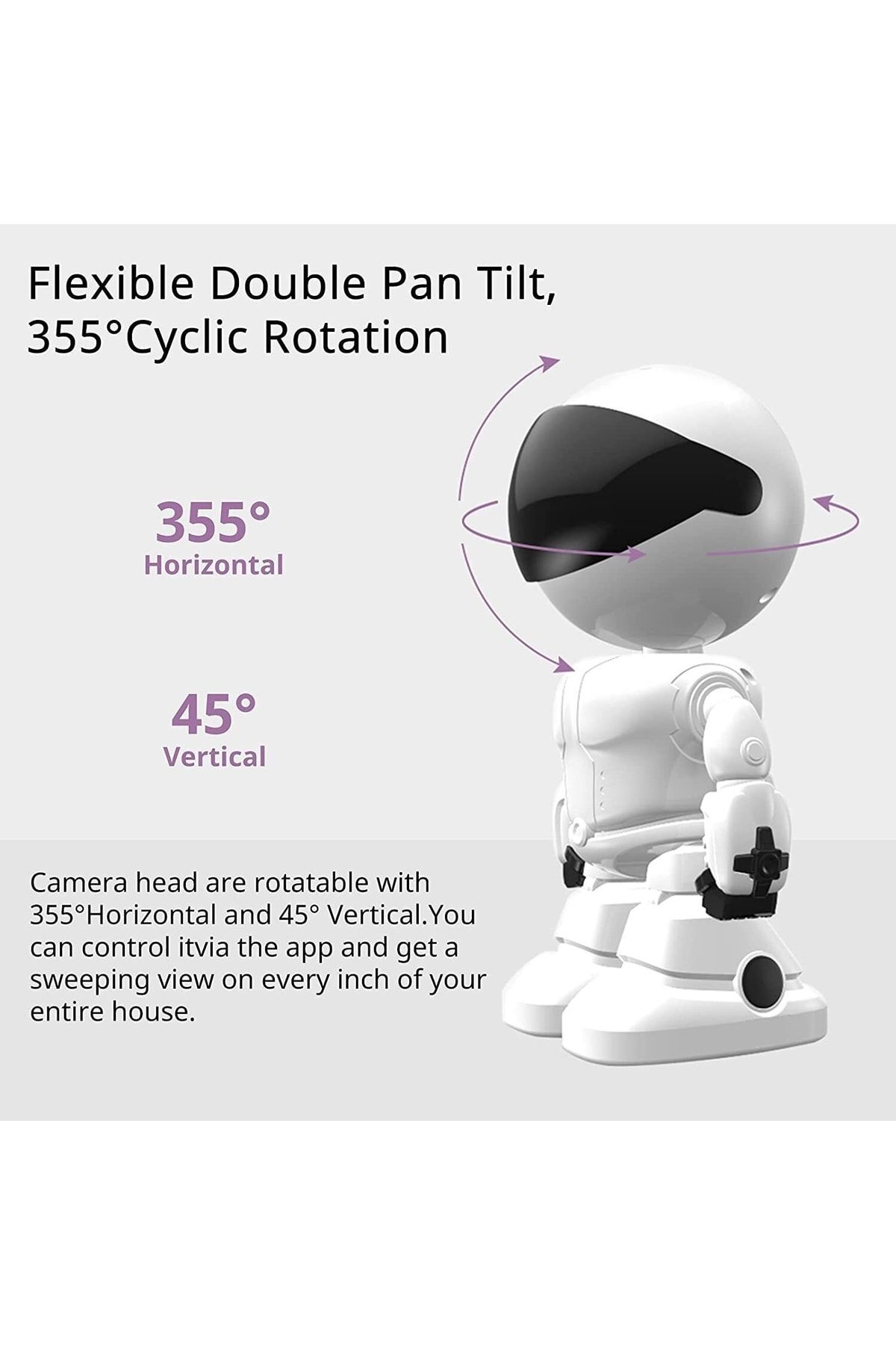 Fillikutum 1080p Robot Görünümlü Wifi Ip Gözetleme Kamerası Bebek Kamerası 360 Gece Görüş 2 Yönlü Ses fotoğrafı 2 (önizleme)