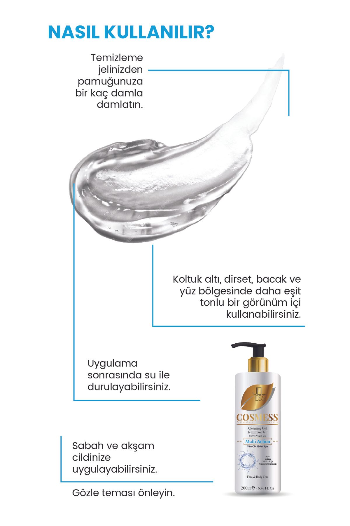 Cosmess-Cleansing Gel for All Skin Types 200 ml - Jeless 3