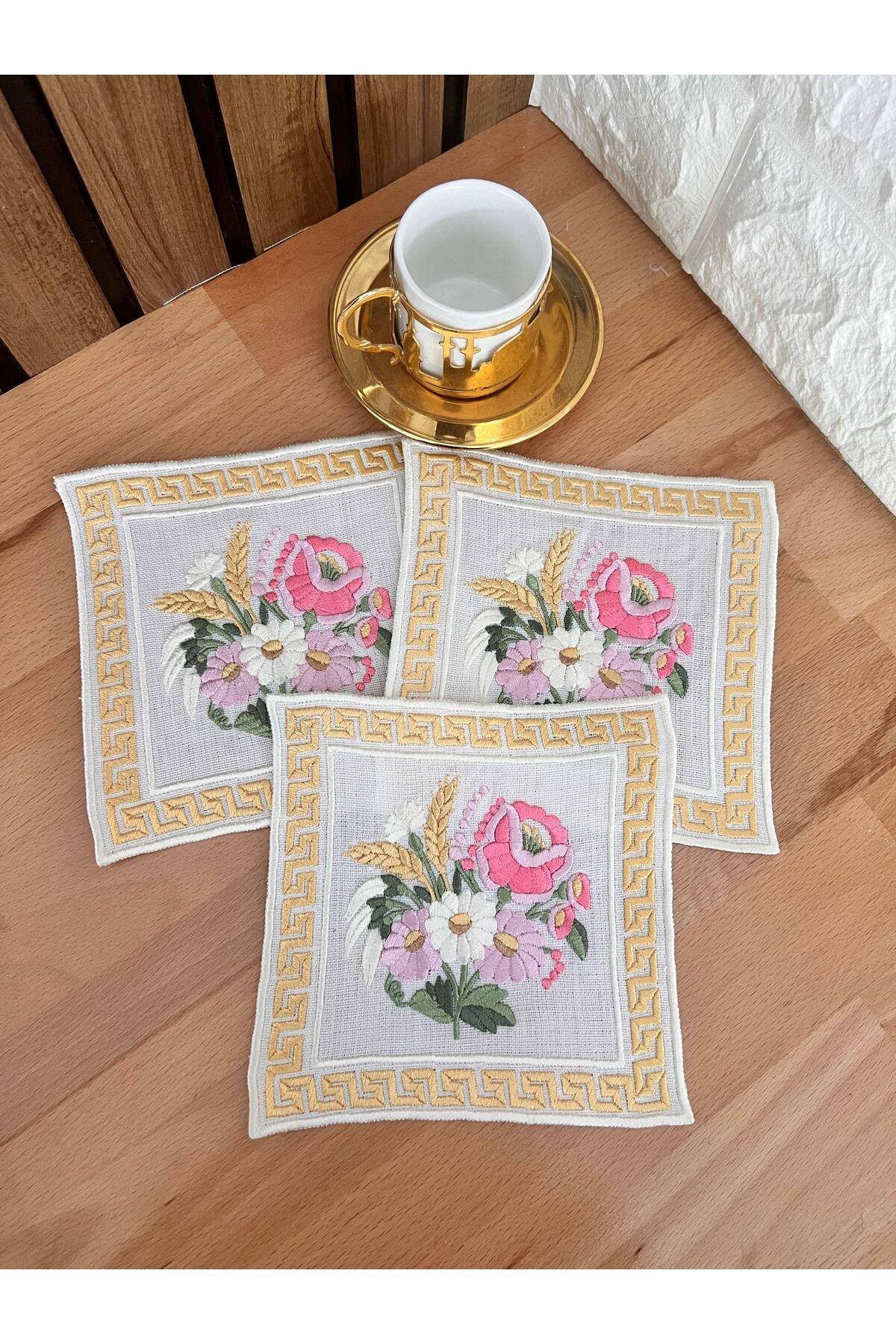 Nakışkonsept Set De 6 Șervețele De Cocktail Cu Modele Florale - One Size