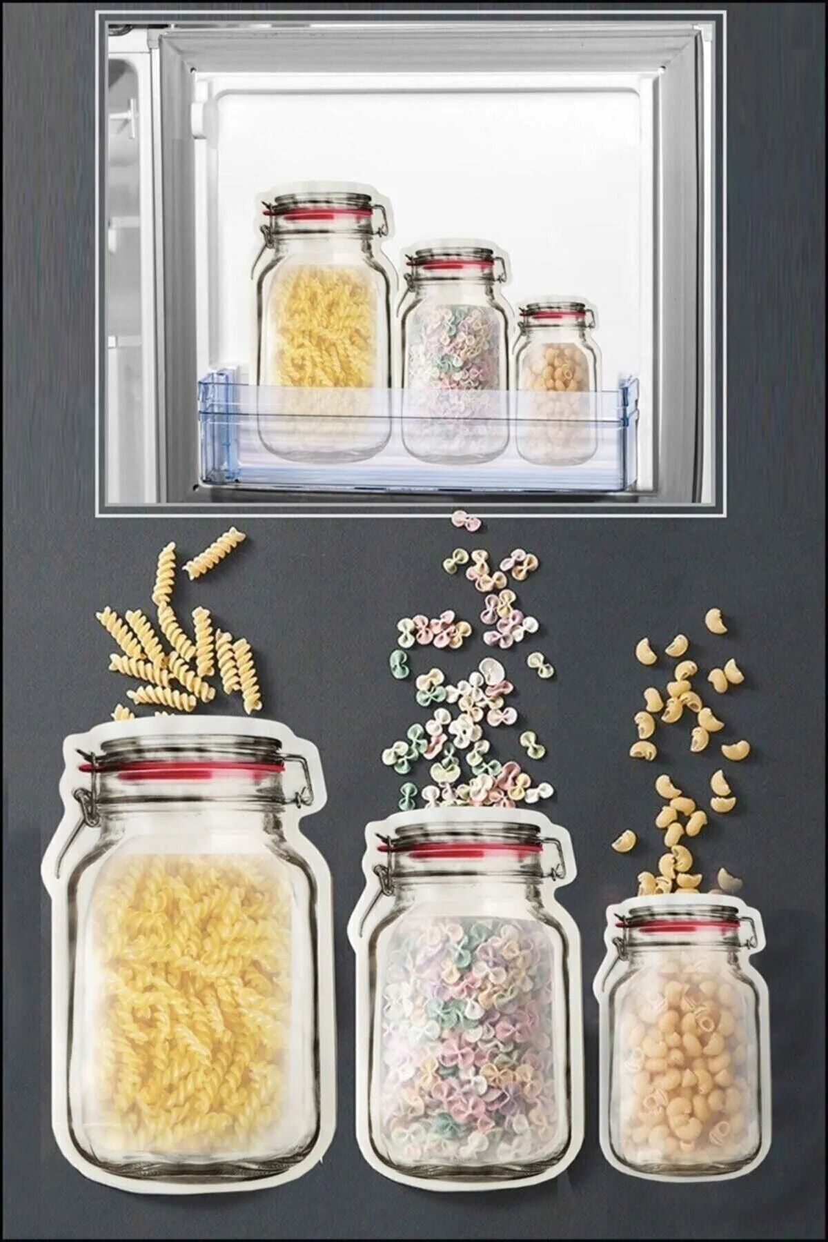 Vi Caro-3 Size Jar Appearance Lockable Storage Container (BAG) / 150ml - 500ml - 620ml 3