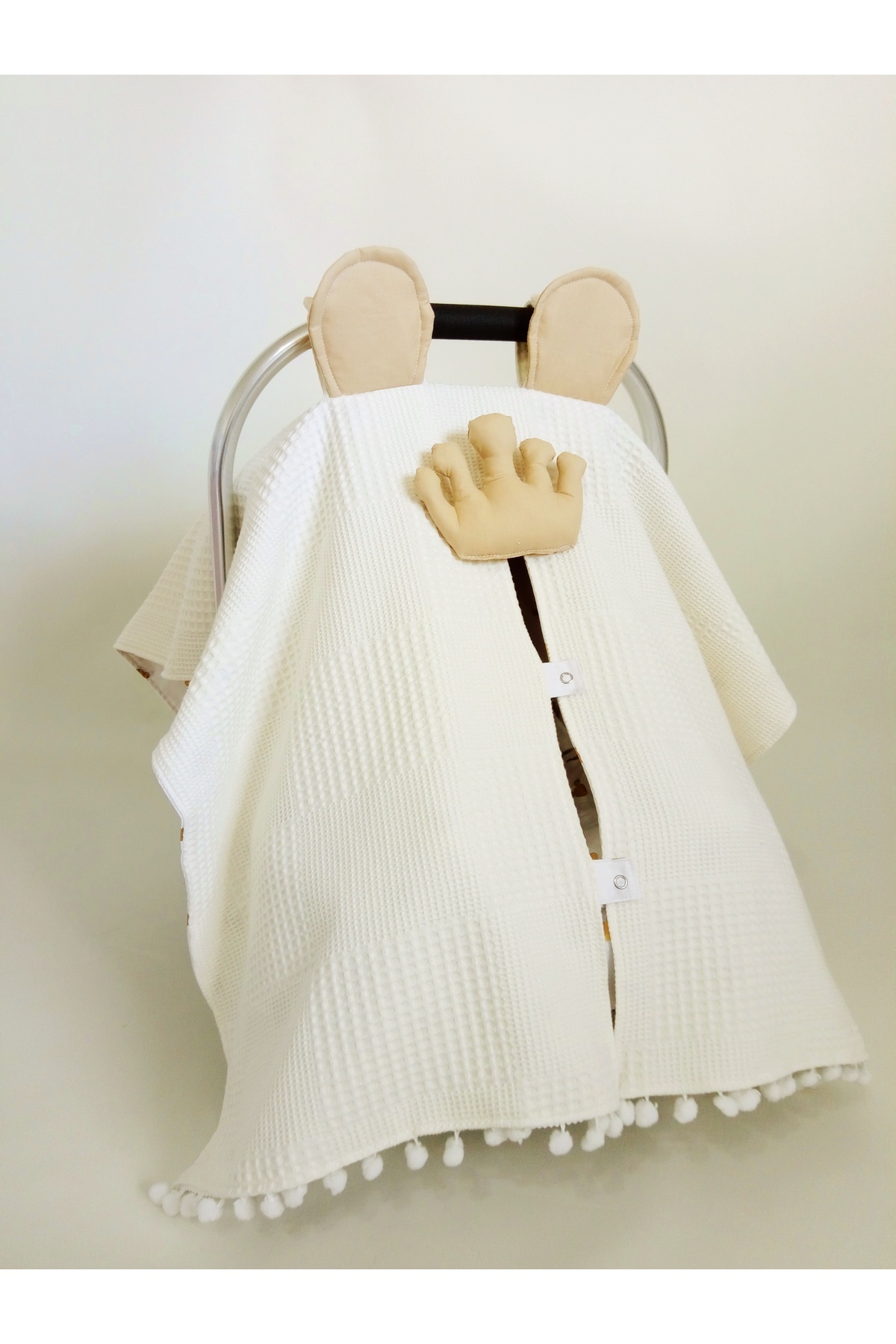 Wenaris Çift Taraflı Puset Örtüsü puset minderi krem mickey fotoğrafı 2 (önizleme)