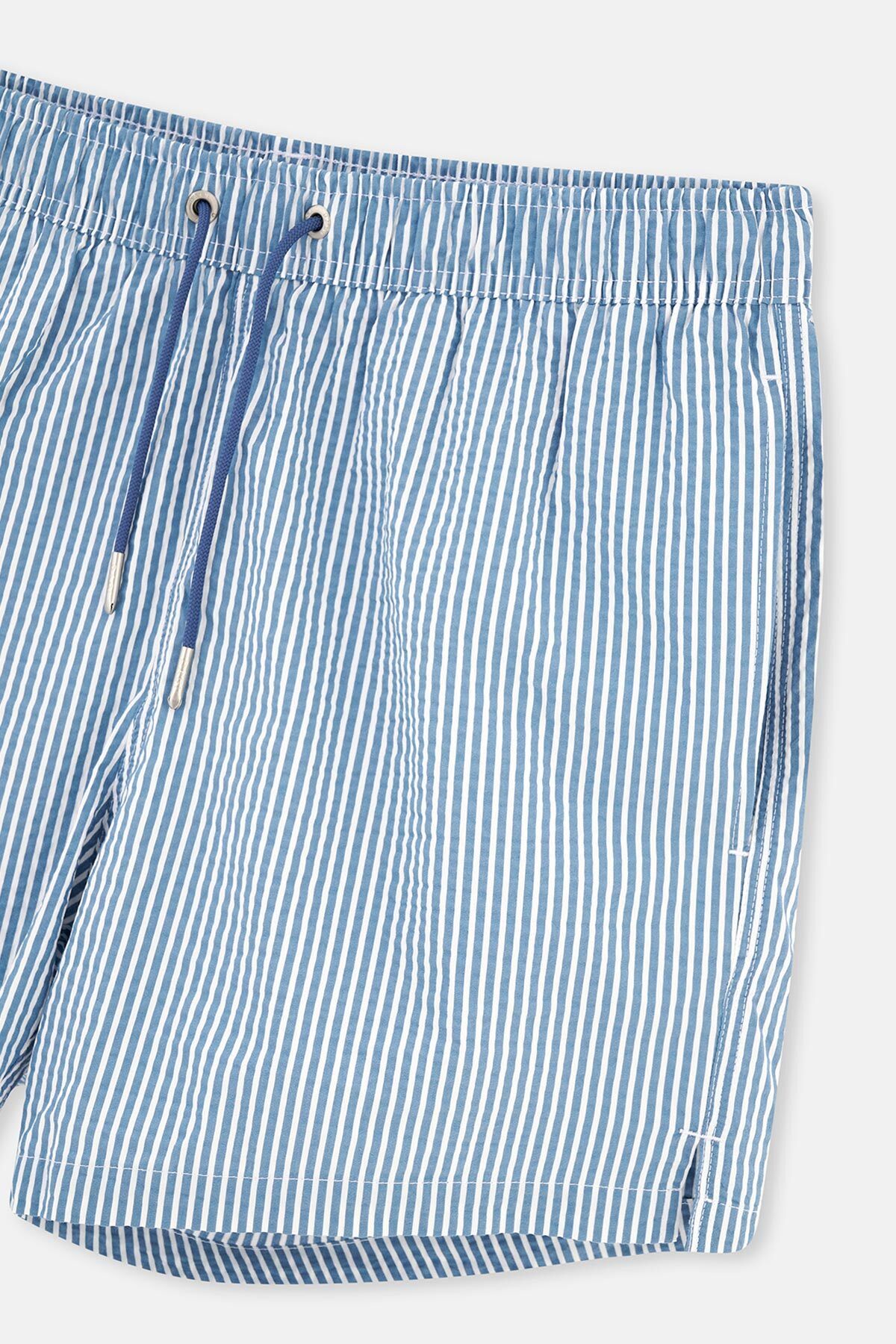 Dagi-Short Striped White and Navy Blue Shorts 3