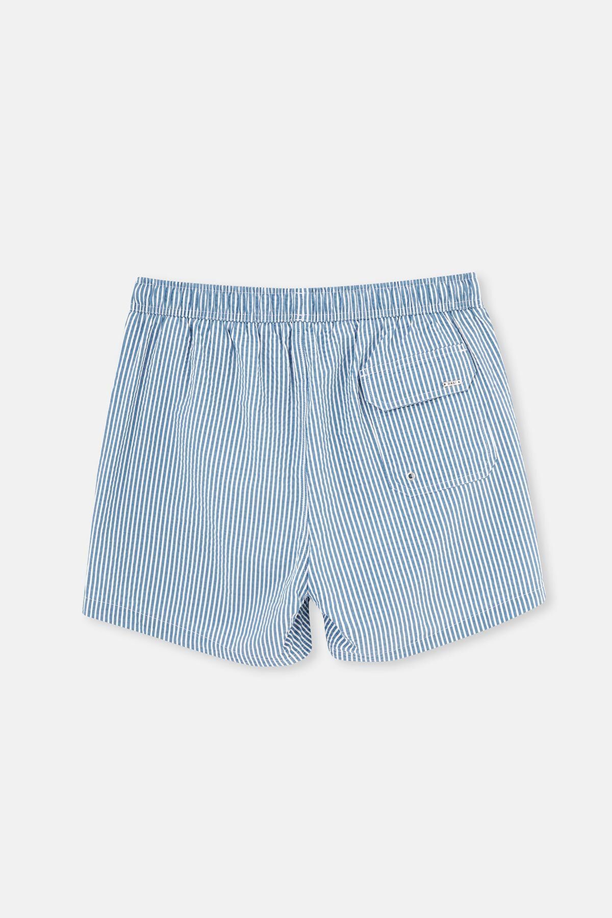 Dagi-Short Striped White and Navy Blue Shorts 2