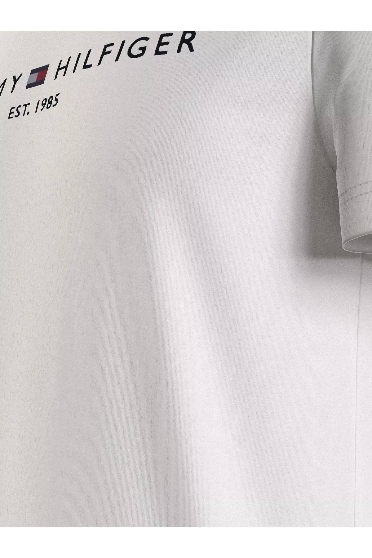 Tommy Hilfiger Erkek Im Core Tommy Logo T Shirt Beyaz Erkek Giyim