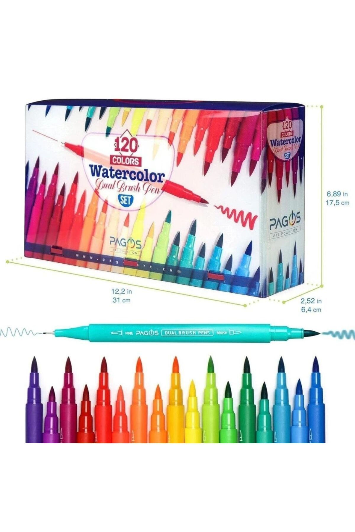 Art Tone-120 Color Professional Dual Brush Marker Set - Water Based, Unscented 2
