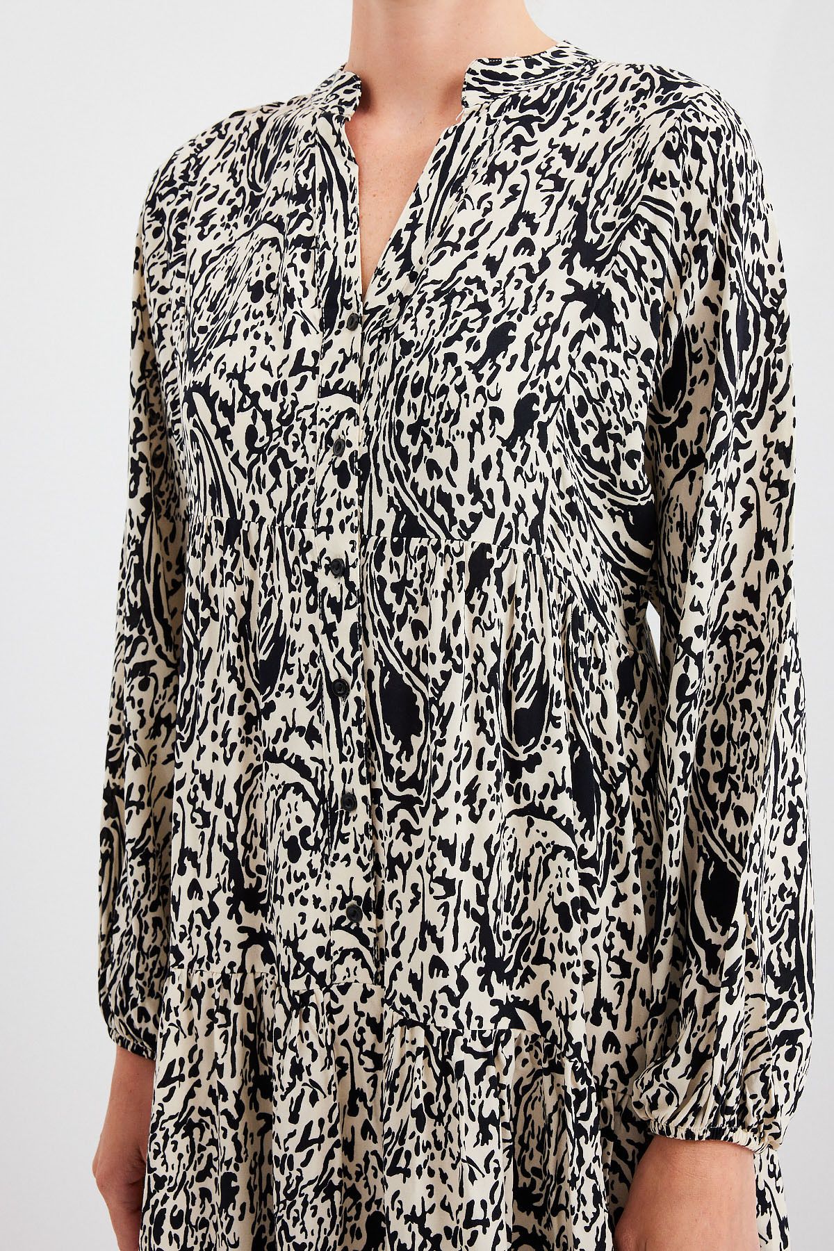 Bigdart-2423 Model Authentic Patterned Black Dress 6