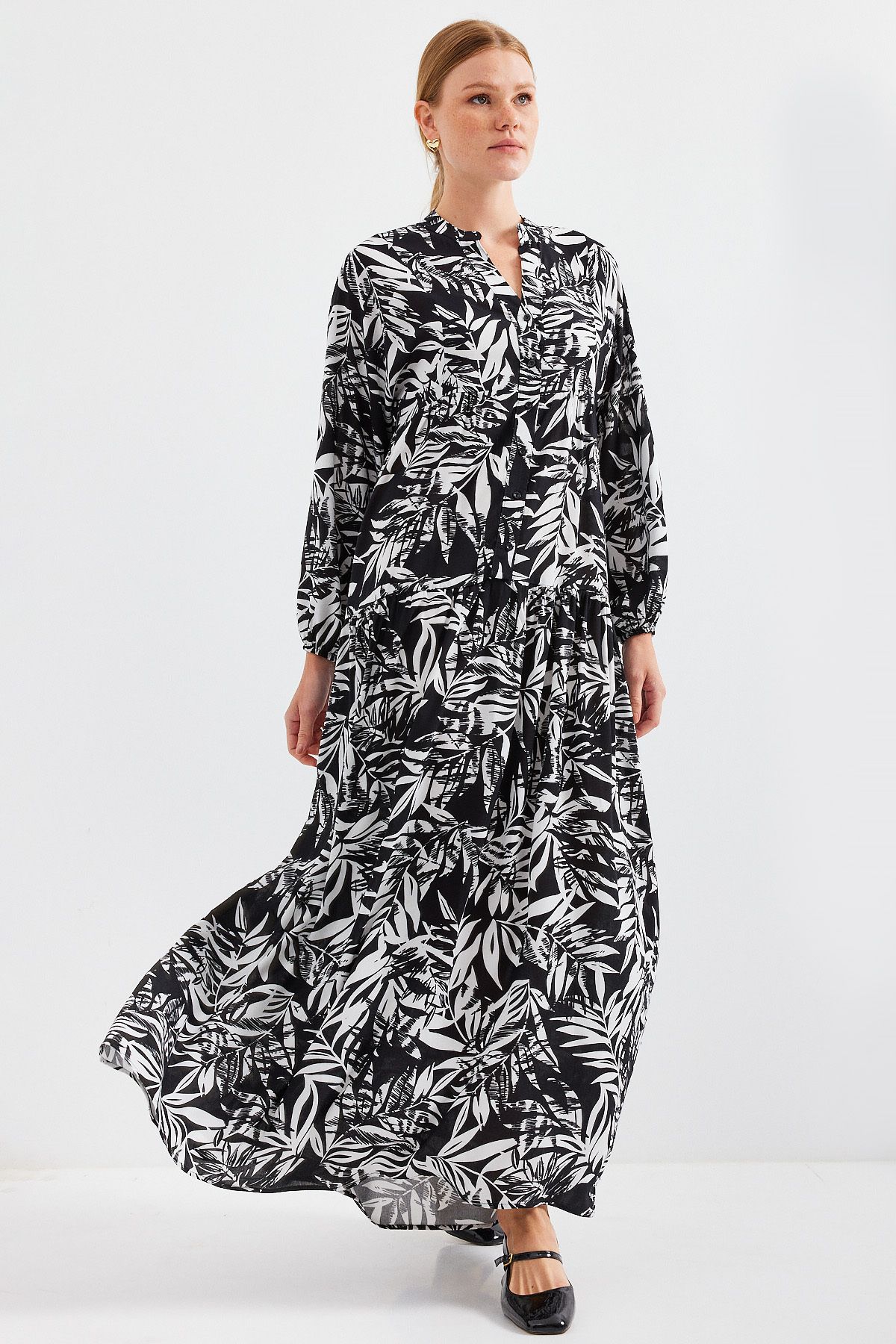 Bigdart-2423 Model - U. Black Authentic Patterned Dress 1