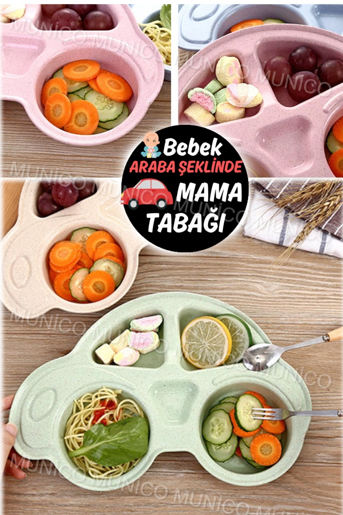 Munico Bebek Tabağı Silikon Vakumlu Küçük Çocuk Tabak Küçük Çocuklar için Bölünmüş Tabak Kendinden Besleme fotoğrafı 6 (önizleme)