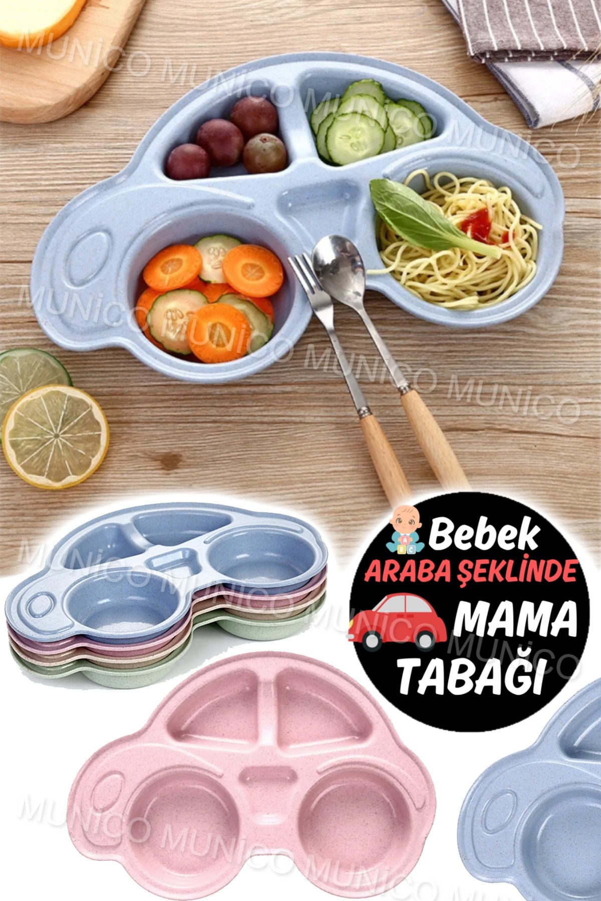 Munico Bebek Tabağı Silikon Vakumlu Küçük Çocuk Tabak Küçük Çocuklar için Bölünmüş Tabak Kendinden Besleme fotoğrafı 4 (önizleme)
