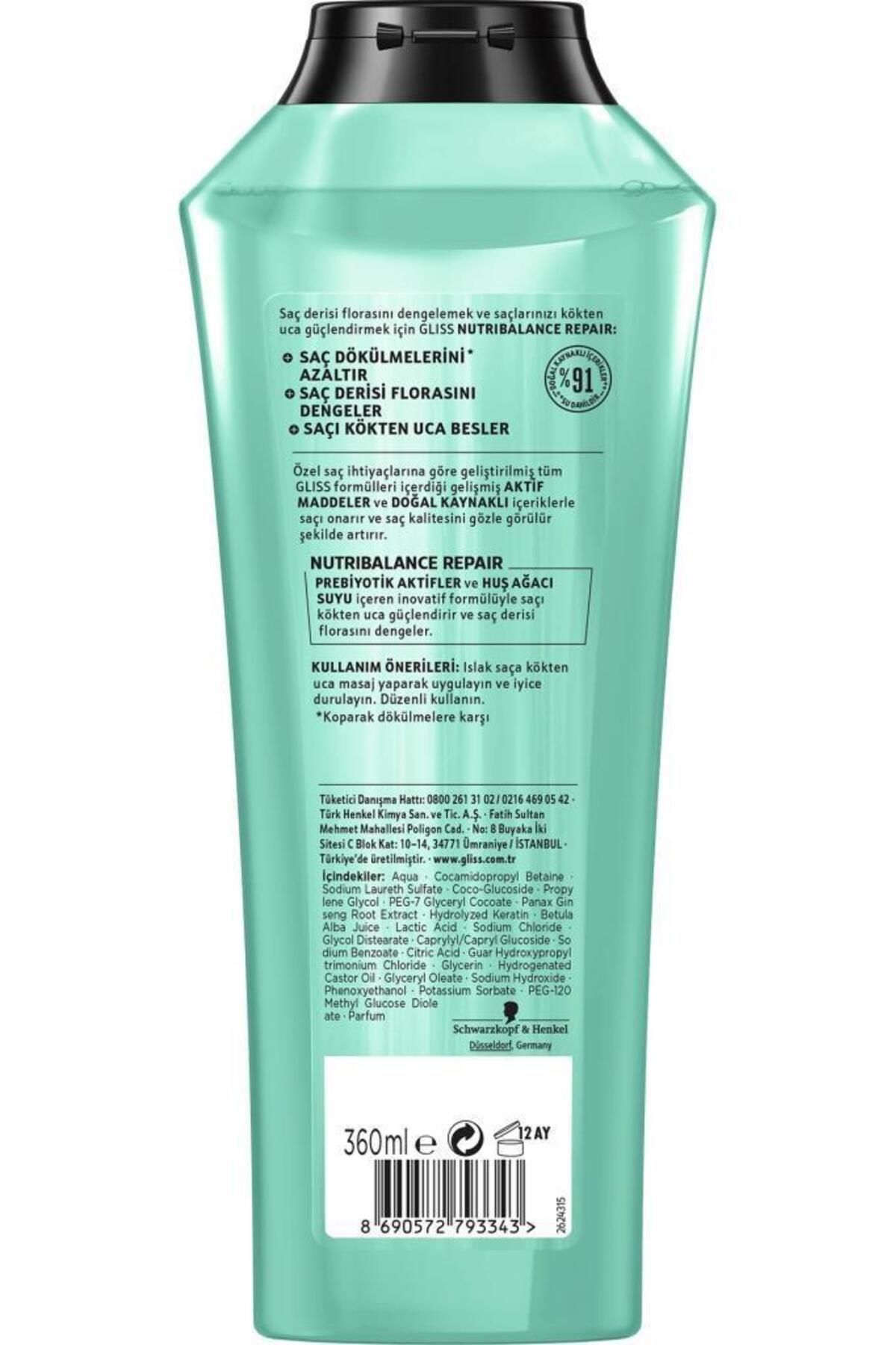Gliss شامپو ضد ریزش مو Nutribalant Repair با حجم 360 میلی لیتر 6 عدد