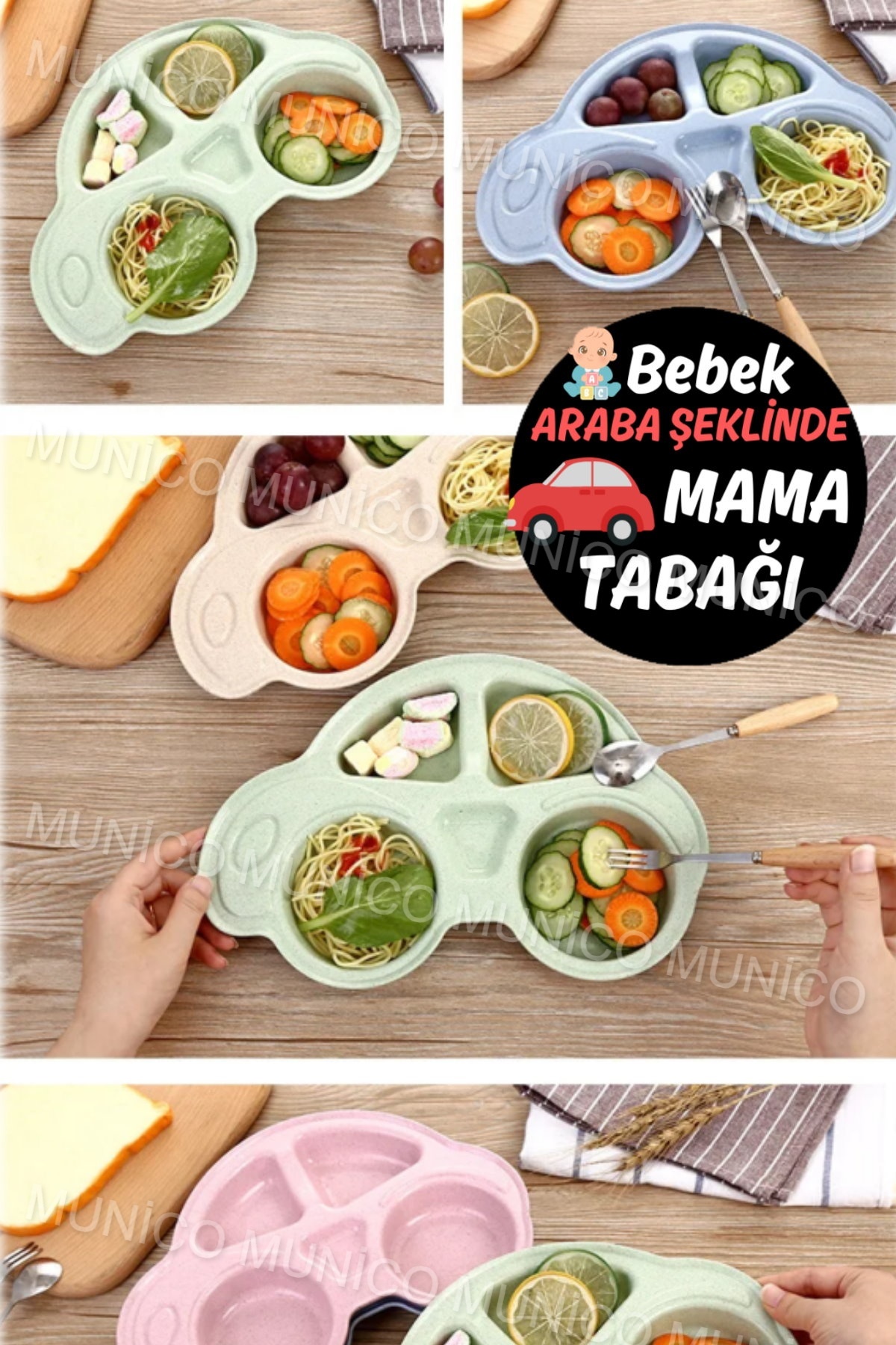 Munico Bebek Tabağı Silikon Vakumlu Küçük Çocuk Tabak Küçük Çocuklar için Bölünmüş Tabak Kendinden Besleme fotoğrafı 2 (önizleme)