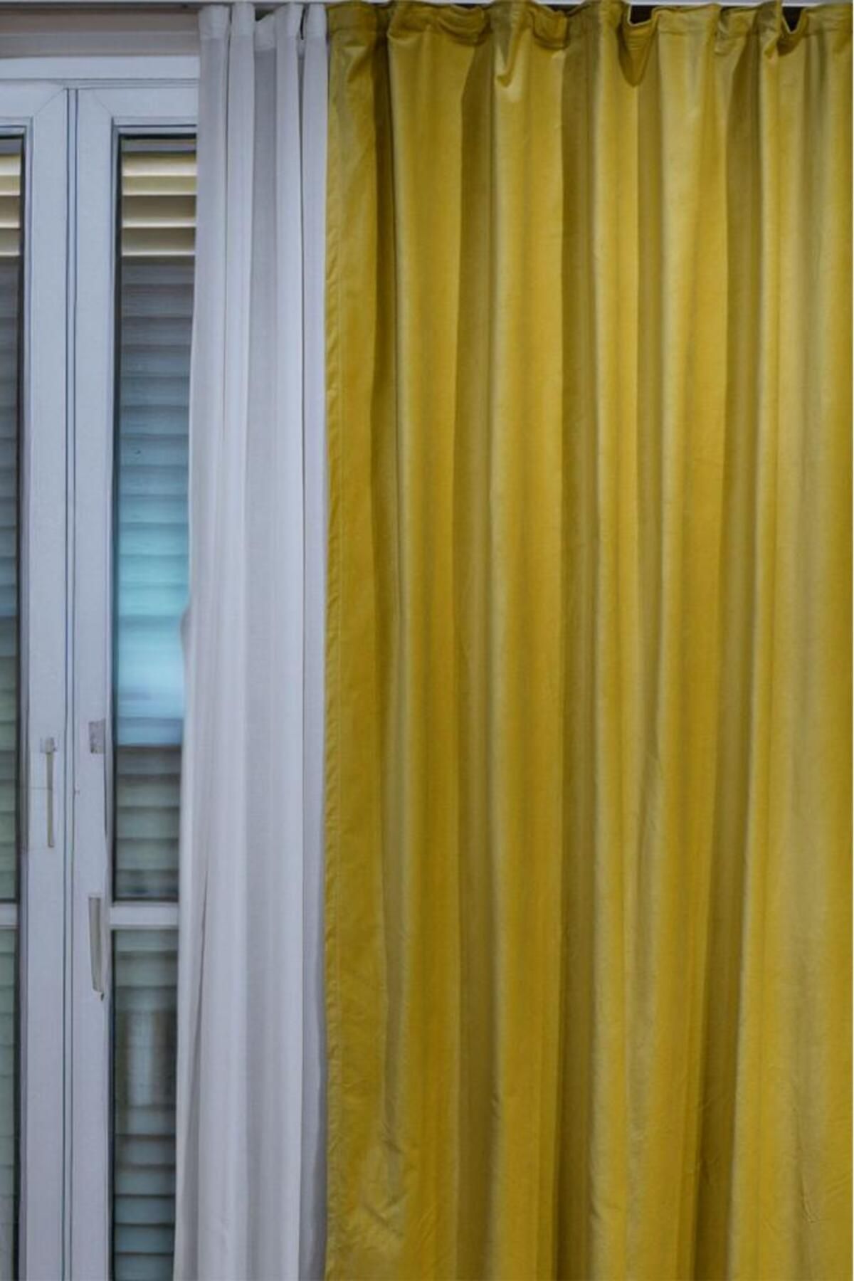 Miabella Home-Velvet Textured, Extraphor Drawstring Background Curtain, Plain Stitched, Modern Touch Single Wing Background Curtain 5