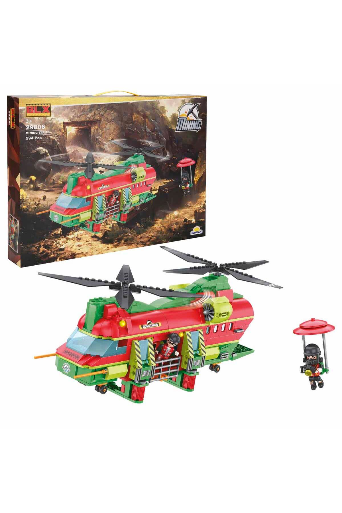 مجموعه بلوکی ساختنی ۵۹۴ تکه معدن طلا با دو فیگور هلیکوپتر