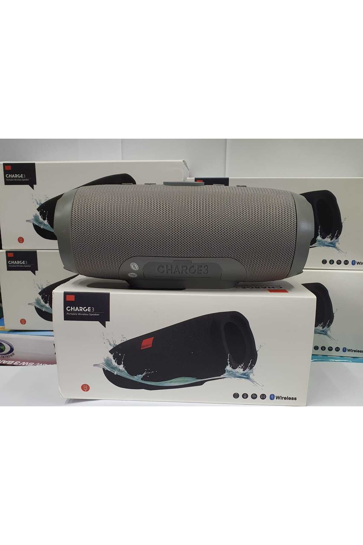 Charge3 Bluetooth Speaker Kablosuz Şarjlı Taşınabilir Hoparlör Sd Kart Usb Aux Girişli Gri #3