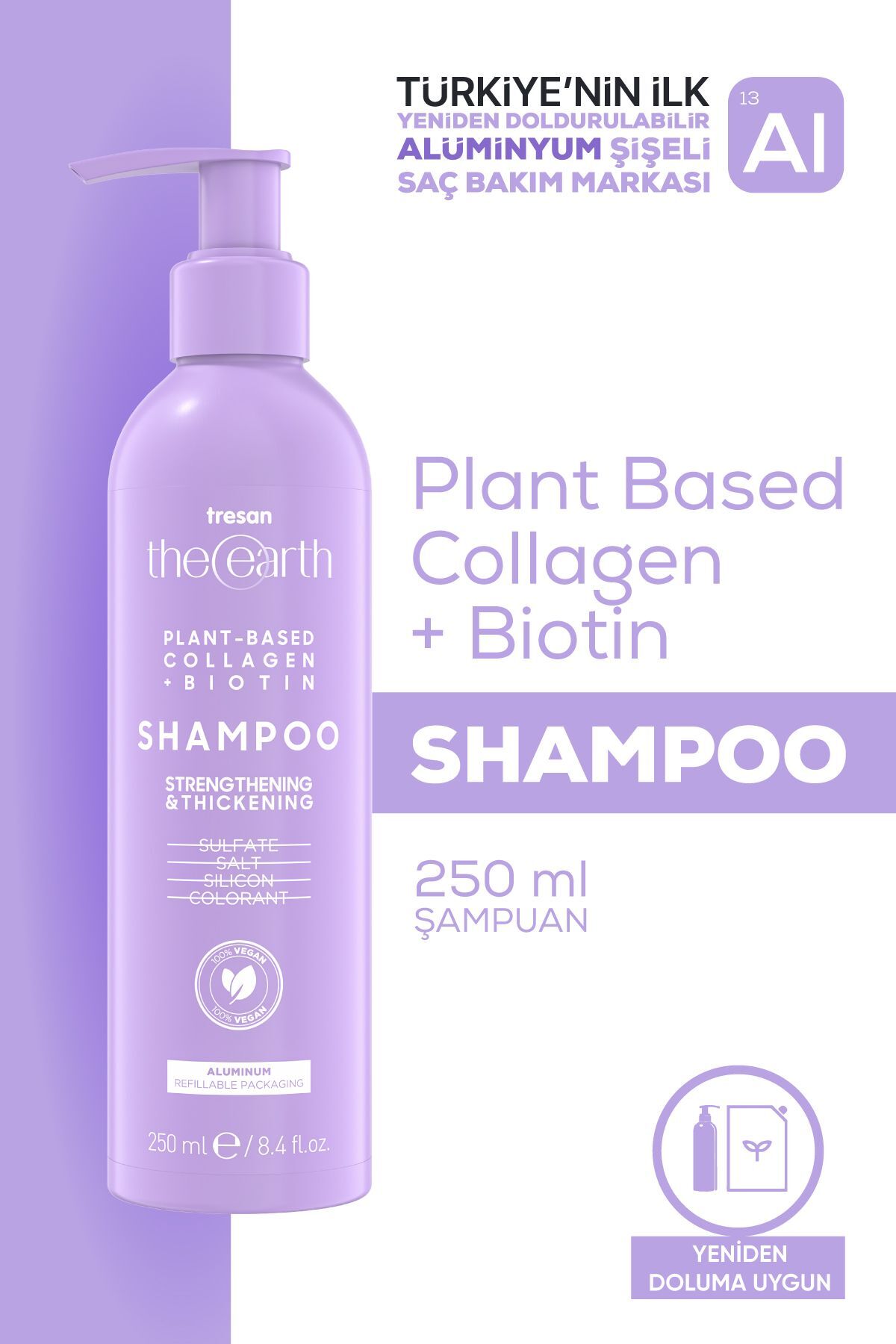 Plant Based Collagen +biotin Şampuan 250 Ml + Refill Pouch 500 Ml — 8028 — تصویر 3 از 6