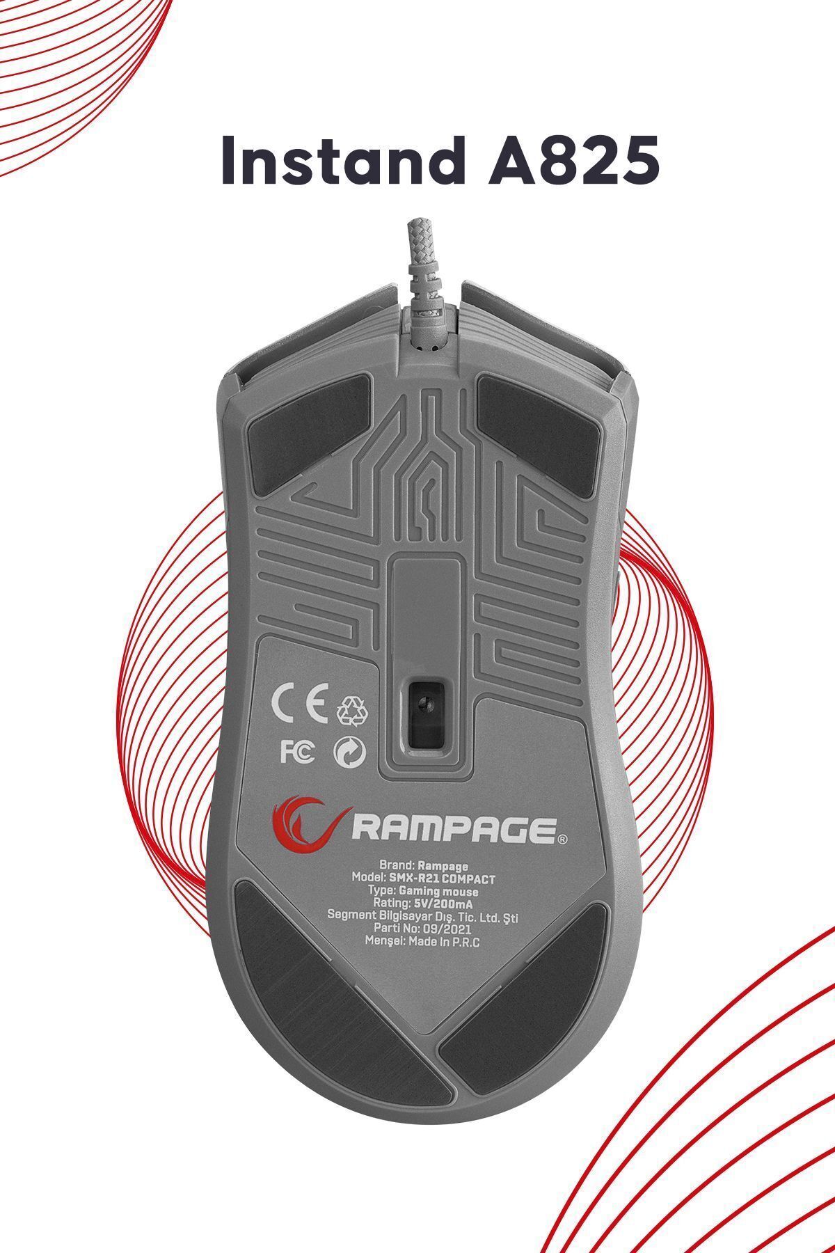 Rampage-Smx-R21 Compact USB Pink Rgb Led Macrolu 12800Dpi / 1000Hz Drag Click Gaming Player Mouse 5