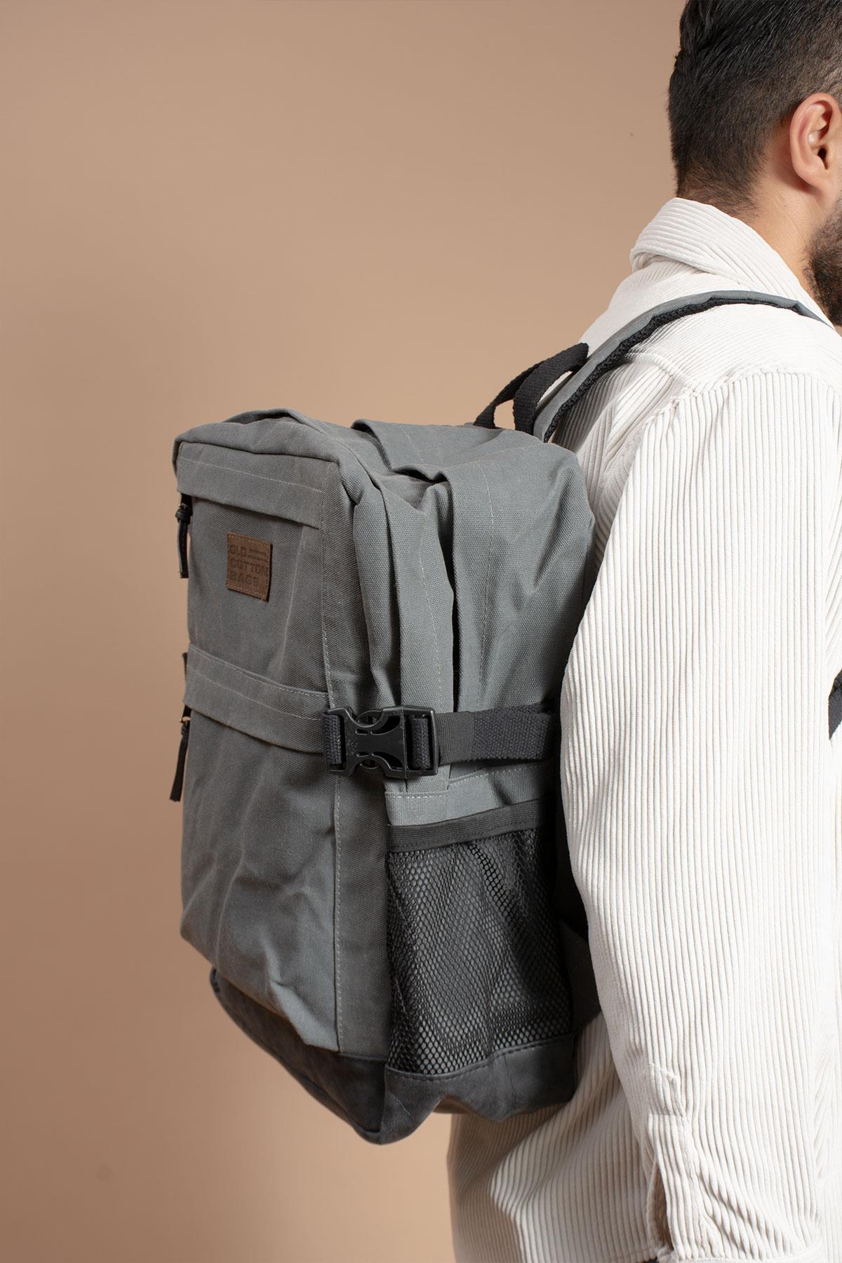 MOGAMS Kullanışlı Seyahat ve Taşıma Çantası Vintage Kanvas Yan Cepli Su Geçirmez Unisex Sırt Çantası fotoğrafı 2 (önizleme)