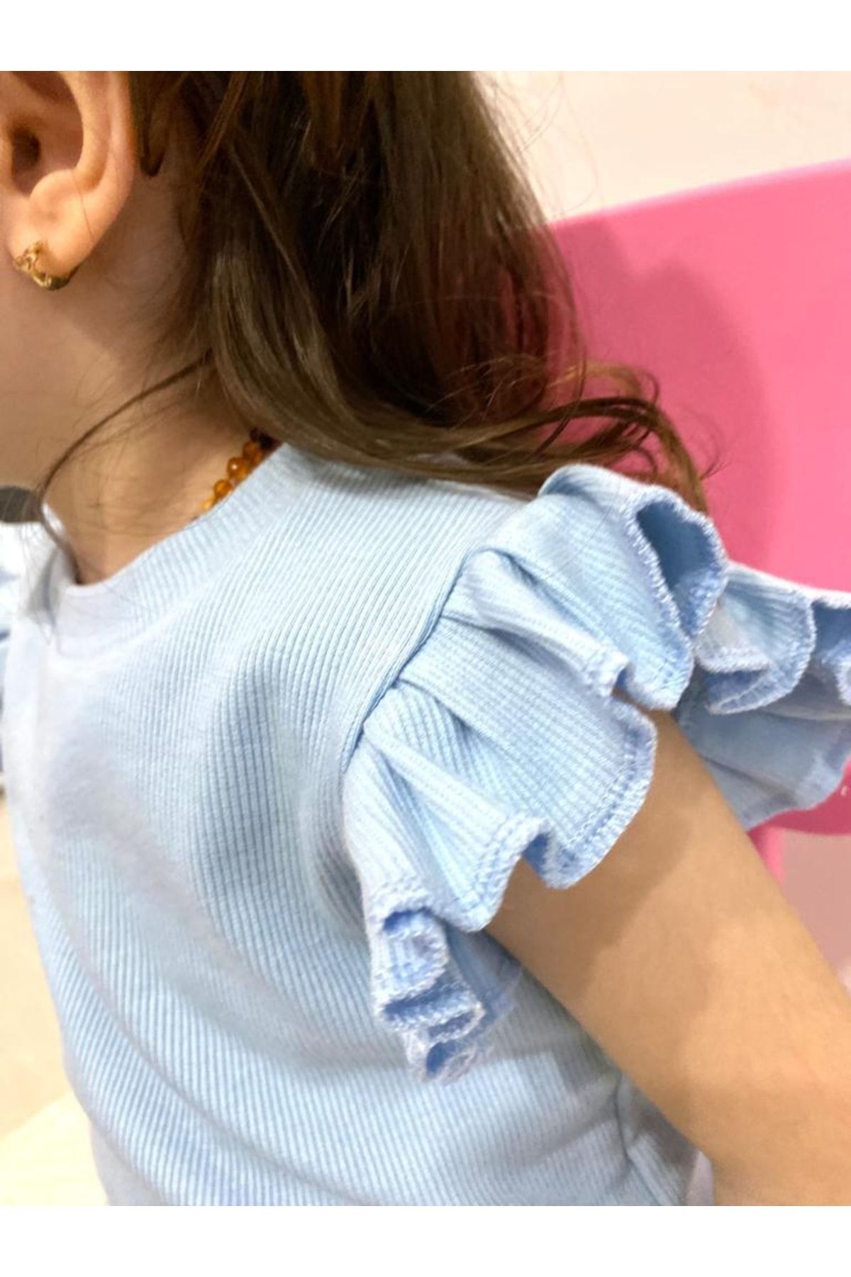 ARYA BABY Kaşkorse Kolu Fırfır Detaylı 2 Li Kız Şortlu Takım, Kız Alt-üst Takım fotoğrafı 5 (önizleme)