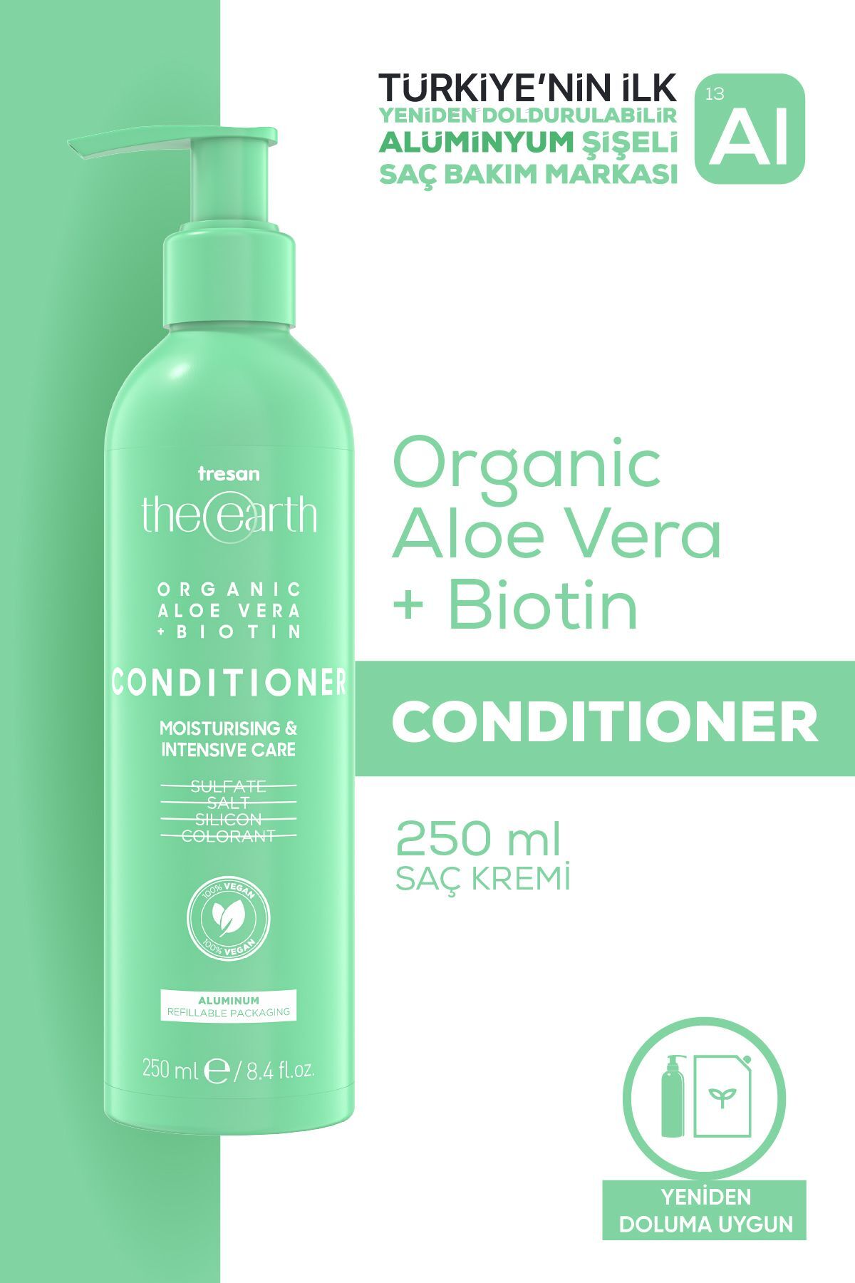 Organic Aloe Vera Biotin Şampuan 250 ml Saç Kremi 250ml — 8023 — تصویر 4 از 6
