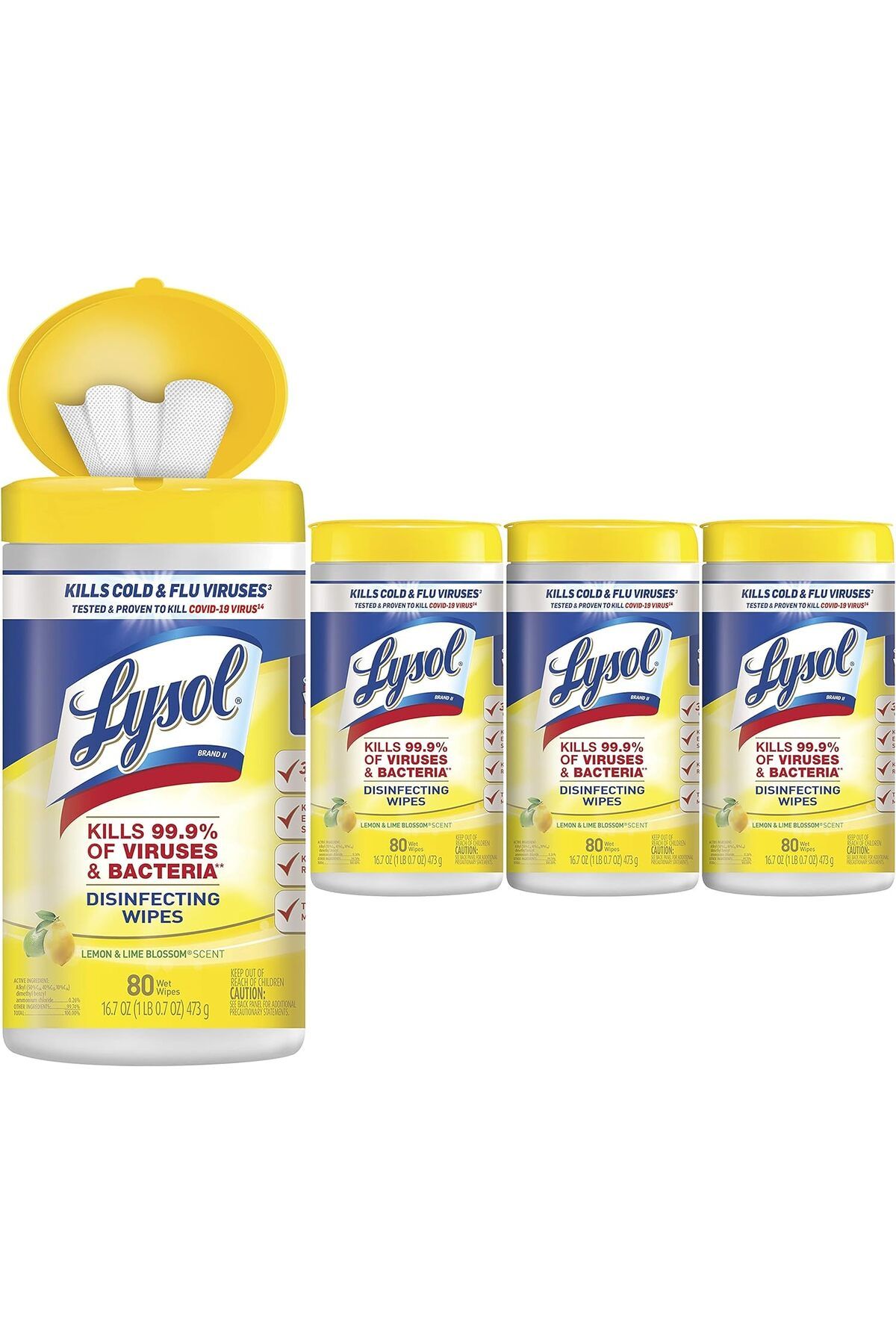 Lyson-LYSOL Disinfectant Wipes, 1 Layer, 7x7,25, Lemon and Lime Flower, White, 80 Wipes (Itjhal) 6