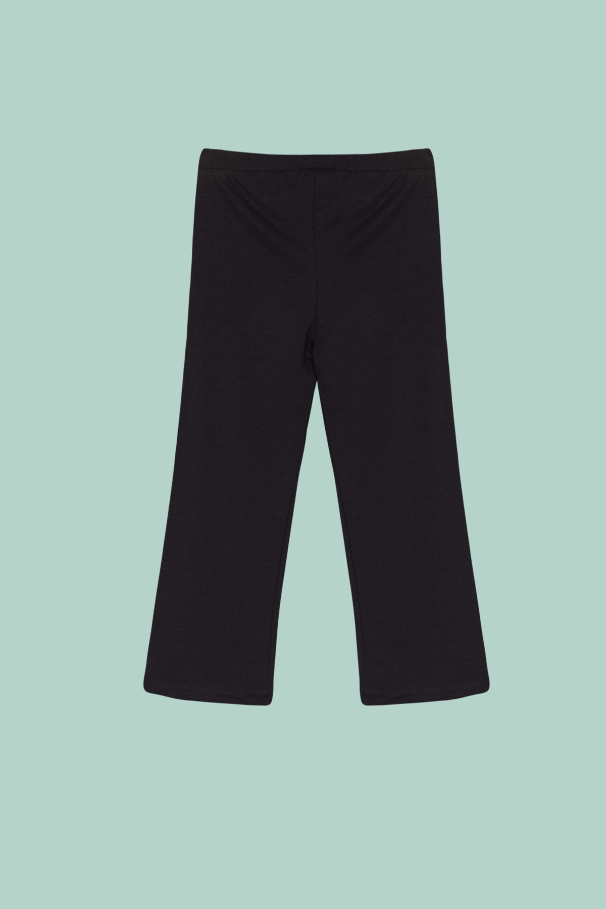 TRENDYOLKIDS-Dziewczęce czarne legginsy z szerokimi nogawkami - haftowane cekiny, dzianina bawełniana Tkdss24Ta00006 4