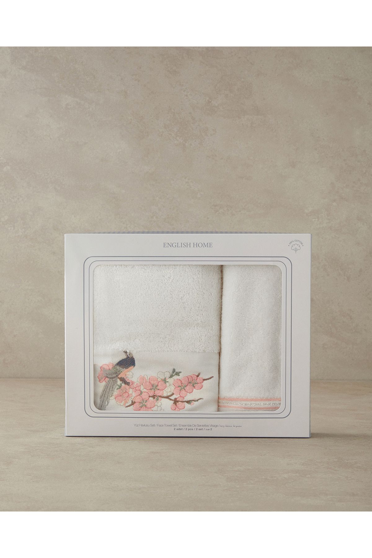 English Home-Ecru Polly Cotton Face Towel Set 3