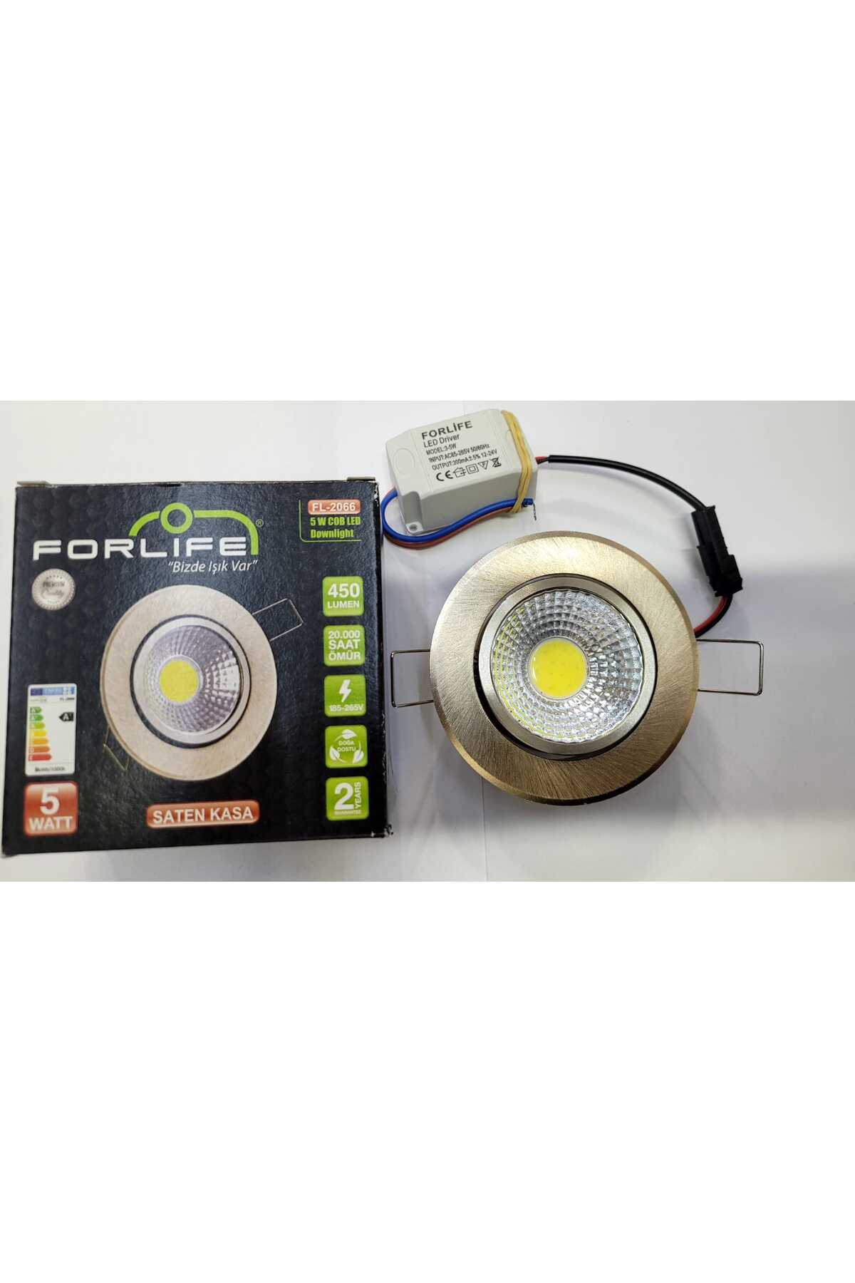 FORLİNE 5 Watt Cob Led Beyaz Işık Saten Kasa Driverli Spot 10 Adet