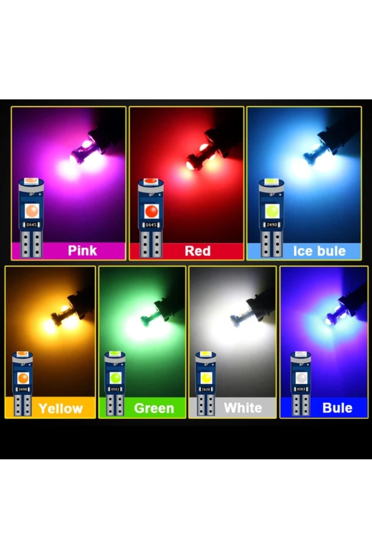 Erlight 10 Adet T5 LED Kilometre Kadran Ambians Aydınlatma Ampulü Renkli