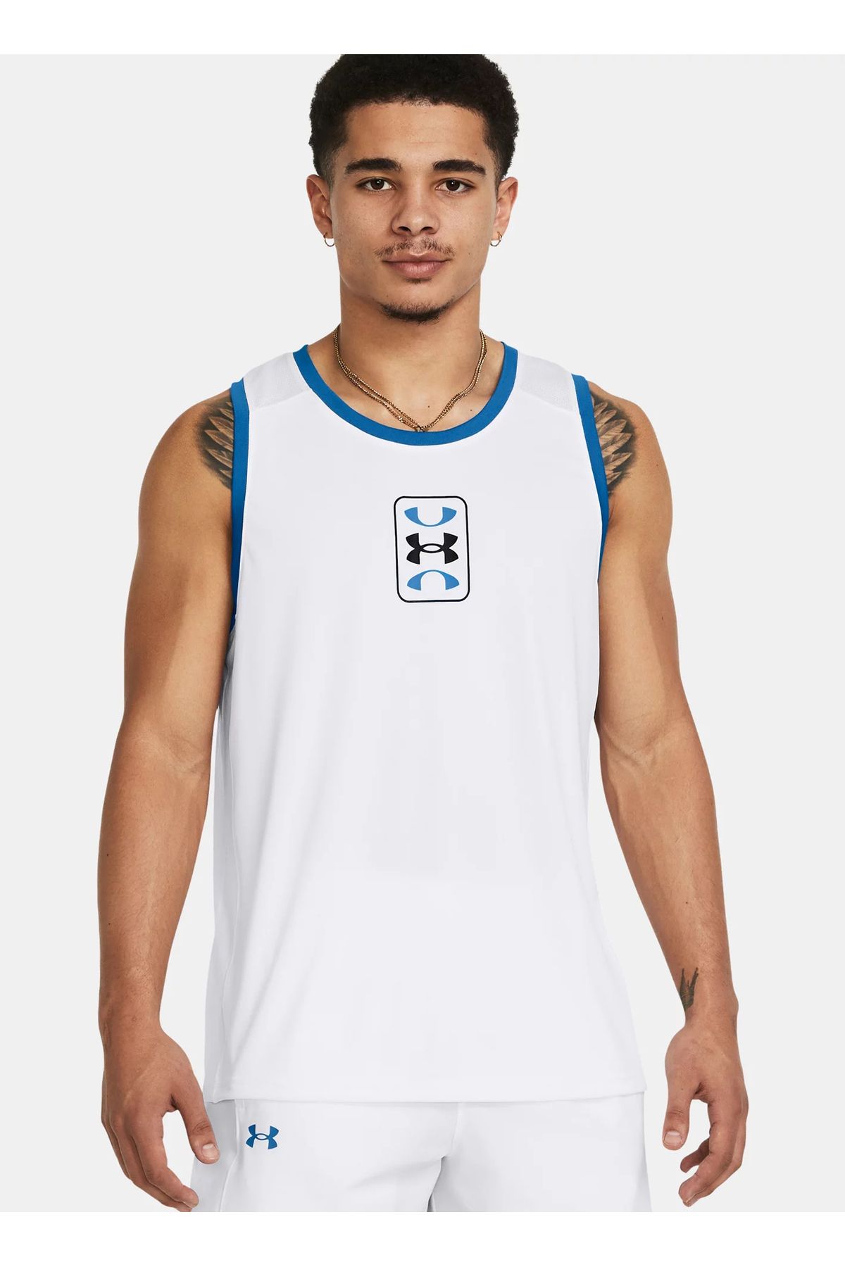 رکابی ورزشی سفید مردانه 1383399 100 UA عملکرد پایه یقه دوچرخه پوست Under Armour