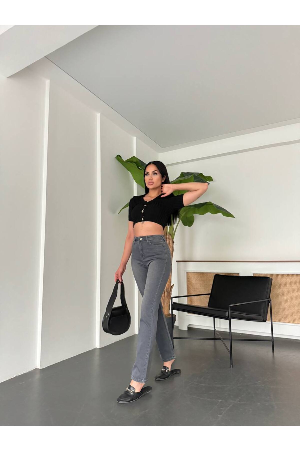 Palazzo Süper Ekstra Yüksek Bel Likralı Mavi Jeans