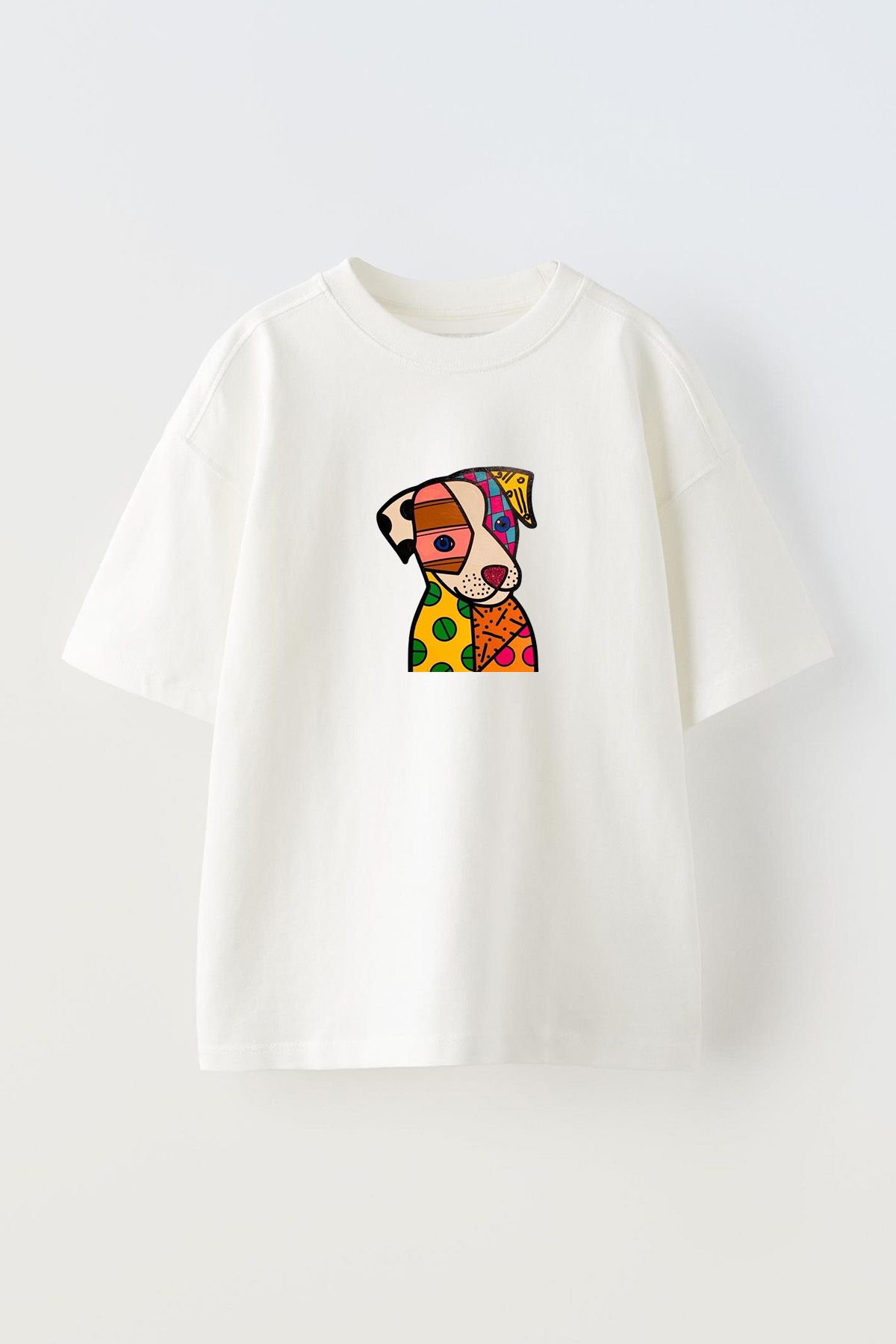 NMG TEKSTİL Bumbac Alb Supradimensionat - Tricou Unisex Cu Imprimeu Pentru Câini Unisex - XS