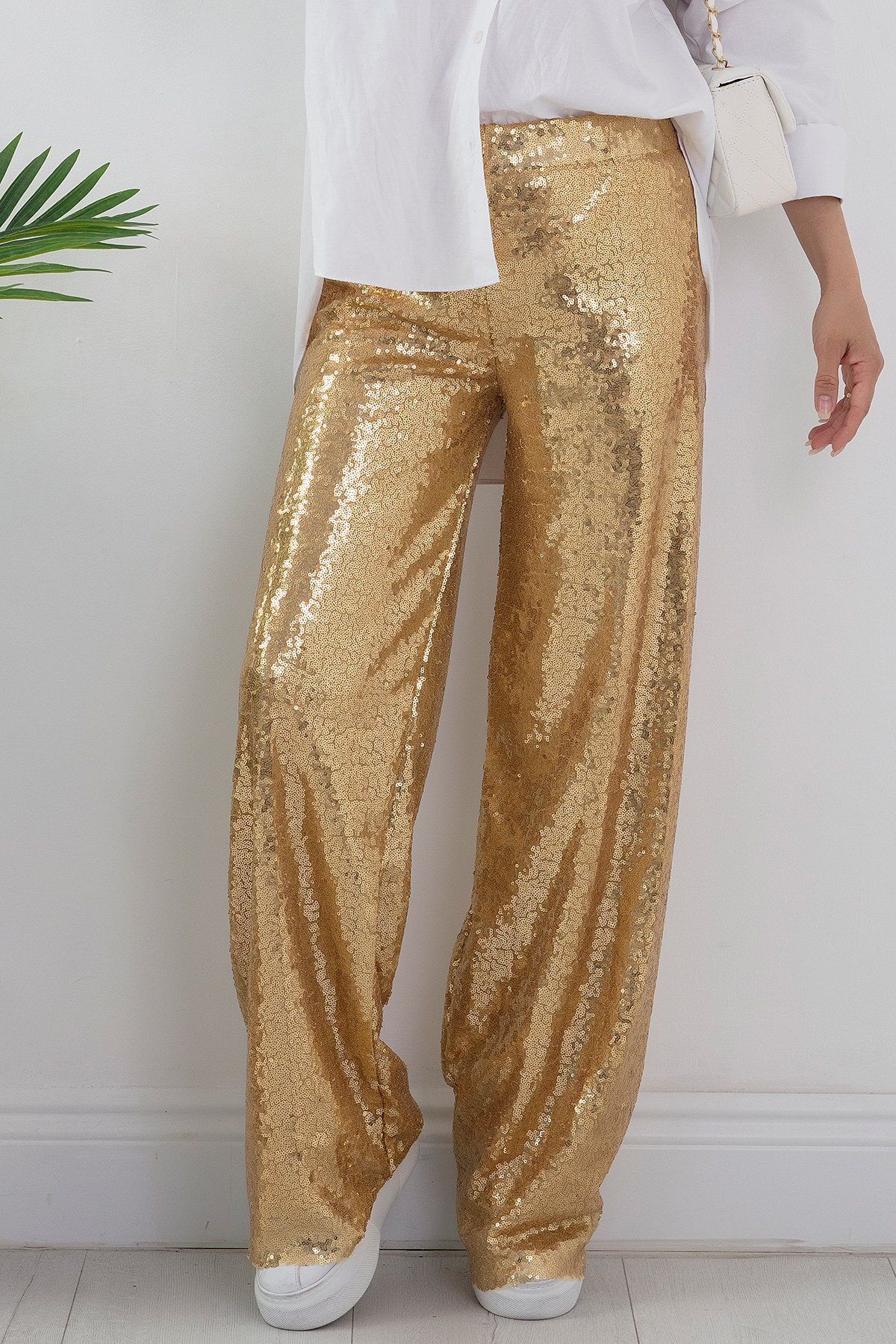 PULLIMM-ESP048 Model Sequin Elastic Waist Trousers 4