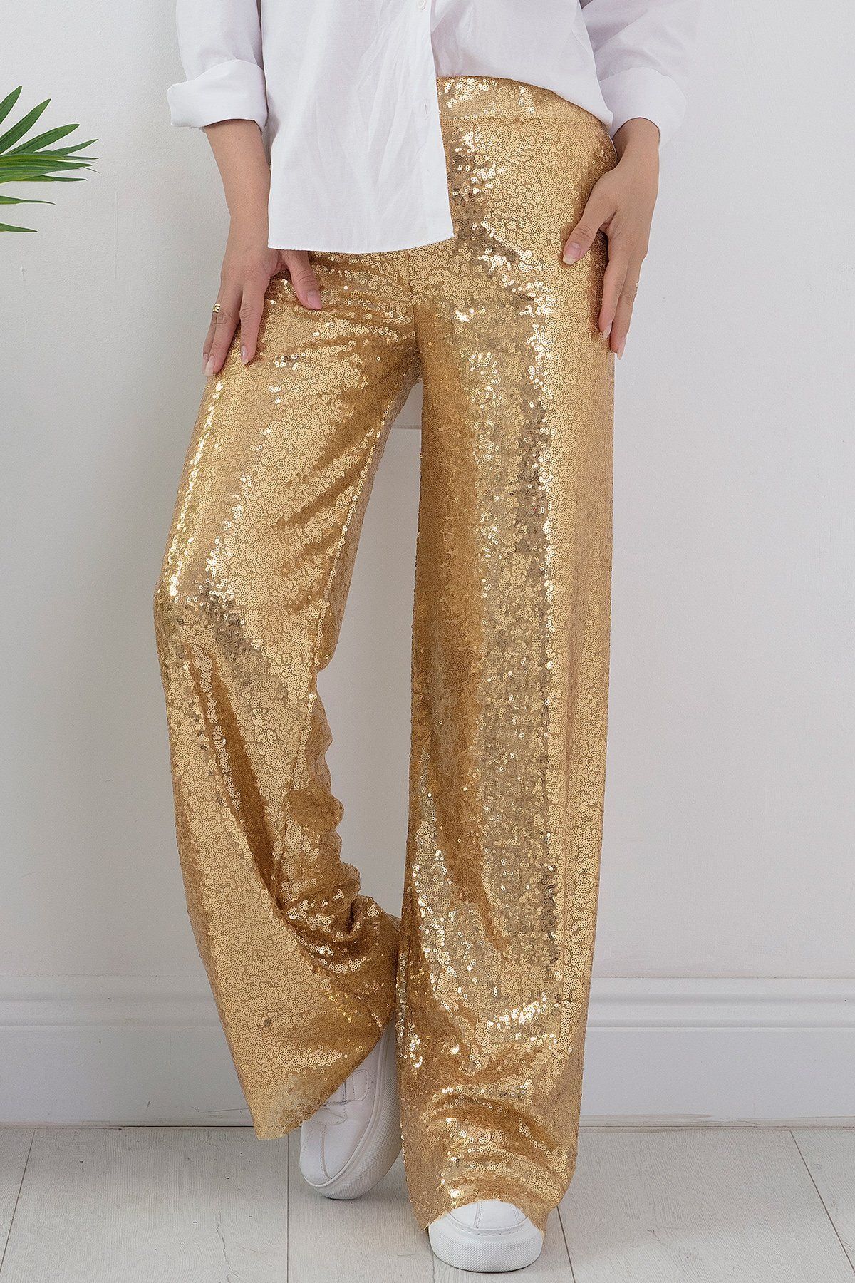 PULLIMM-ESP048 Model Sequin Elastic Waist Trousers 3