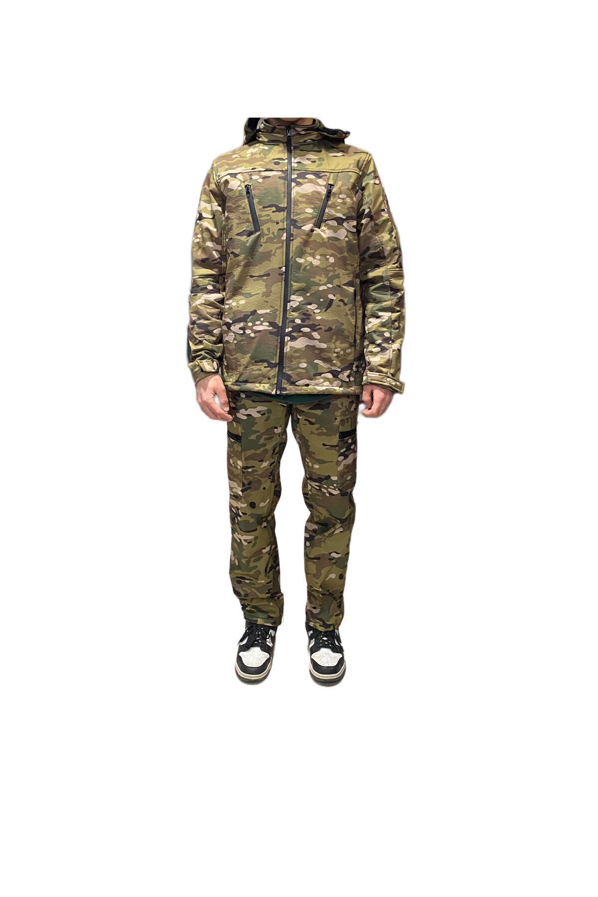 SOFTSHELL KUMAŞ KAMUFLAJ KAPÜŞONLU AVCI TAKIMI - 2