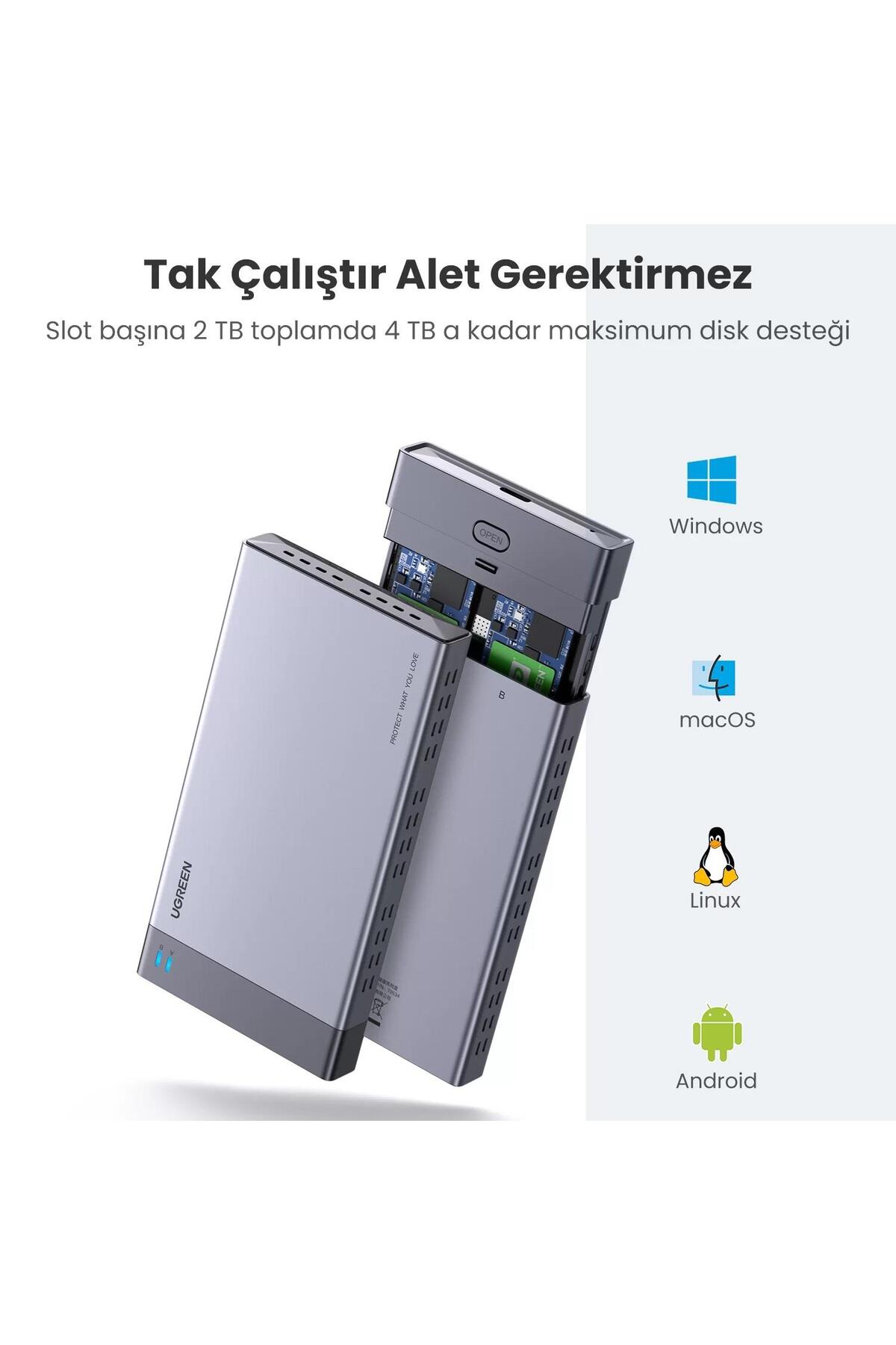 Type-c Çiftli M.2 B-key Raıd Ssd Disk Kutusu 6