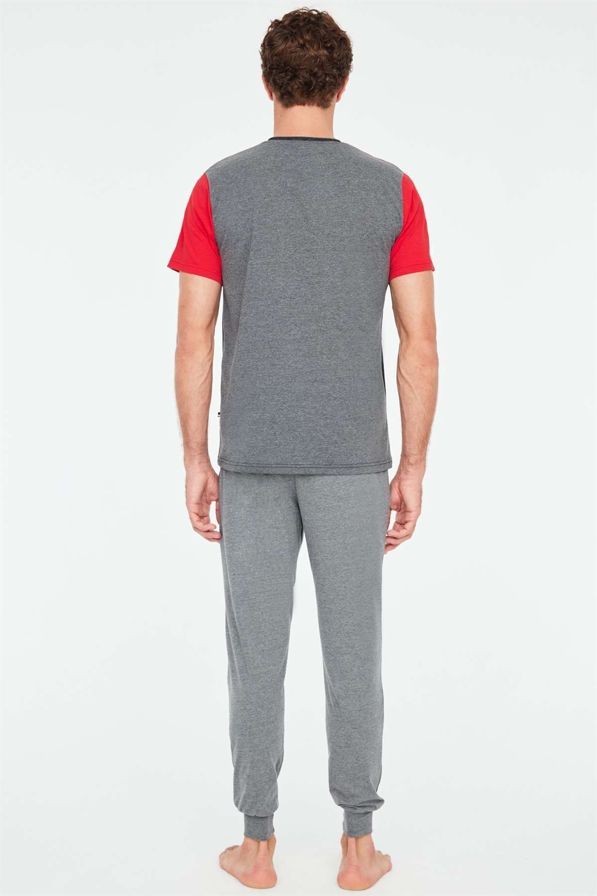 ست پیژامه آبی مردانه لباس خواب یقه گرد سرمه ای U.S. Polo Assn.